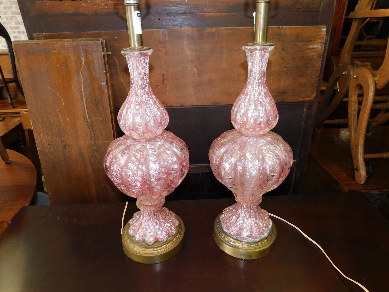 Pair of Pink Murano Glass Lamps (1 of 7)