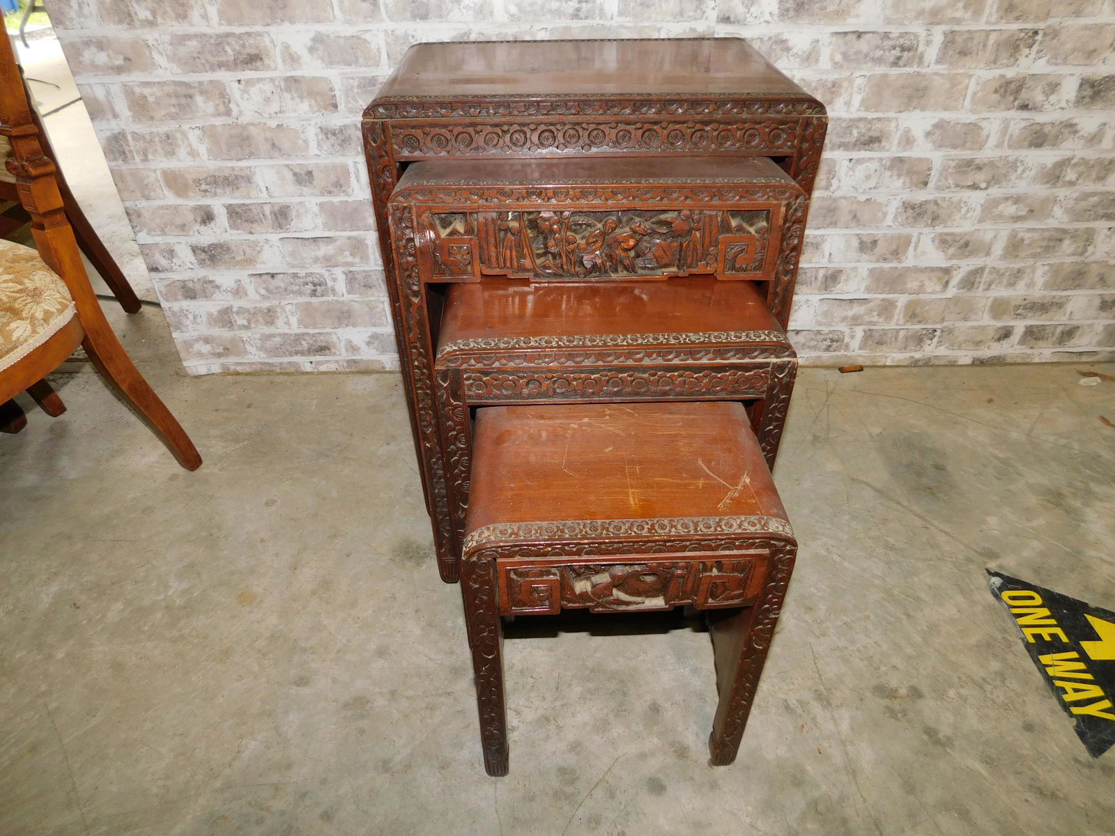 Carved Oriental Nest of Tables Set of 4 (1 of 5)