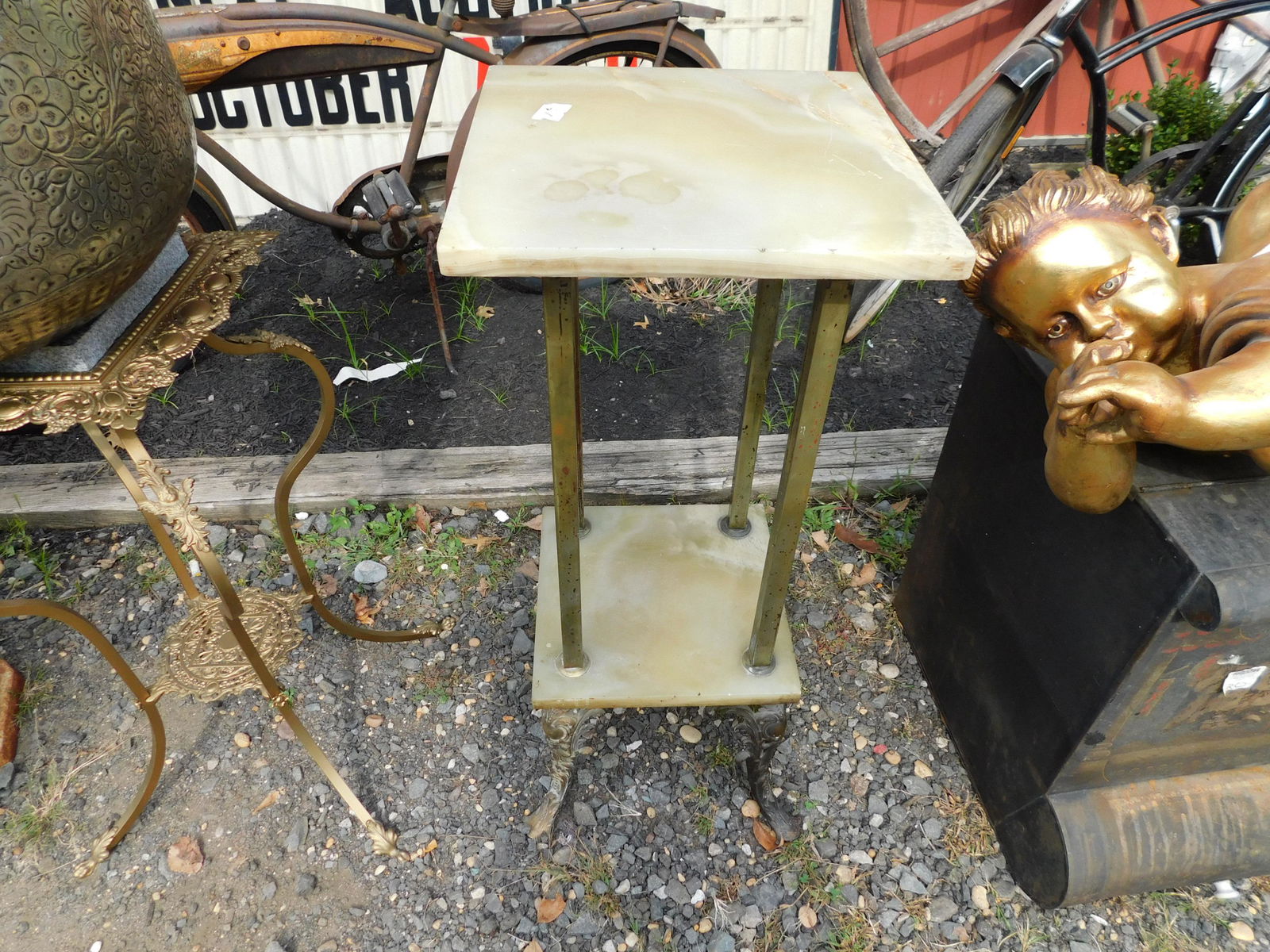 Victorian 2 Tier Marble Top Plant Stand (1 of 4)