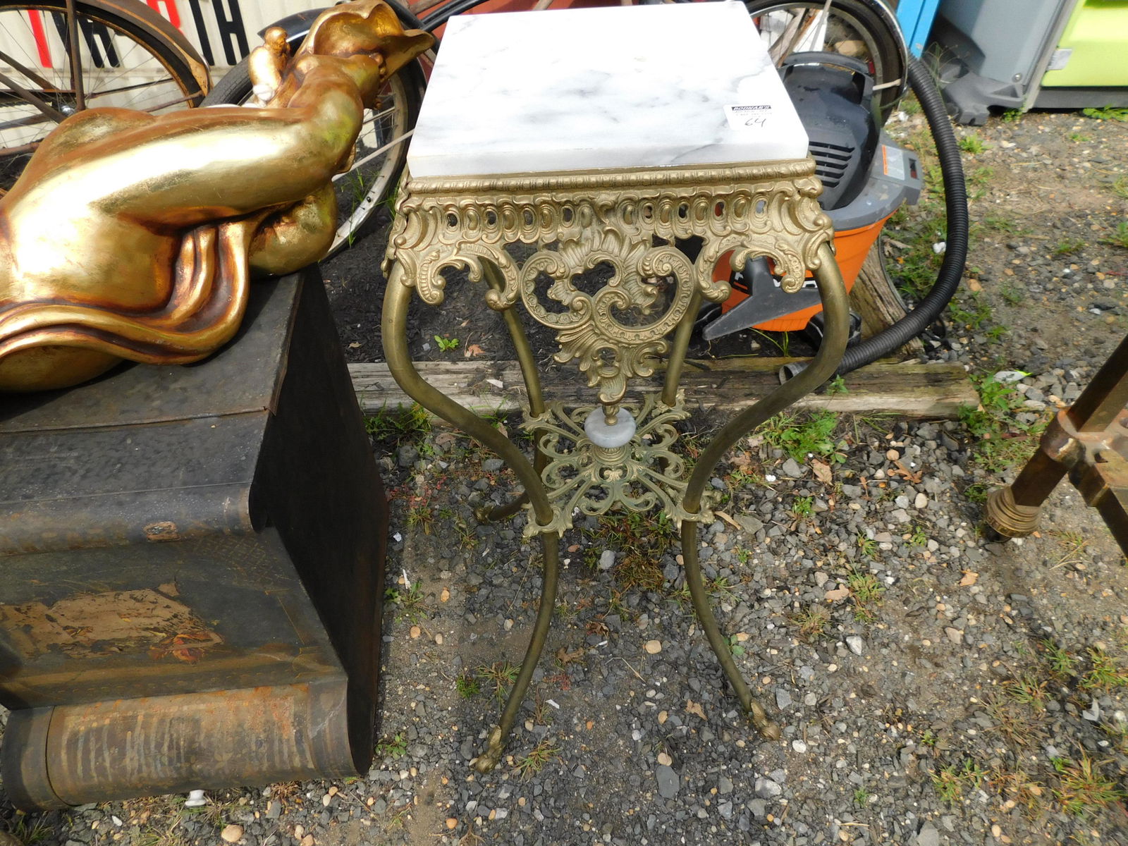 Brass Marble Top Victorian Plant Stand (1 of 3)