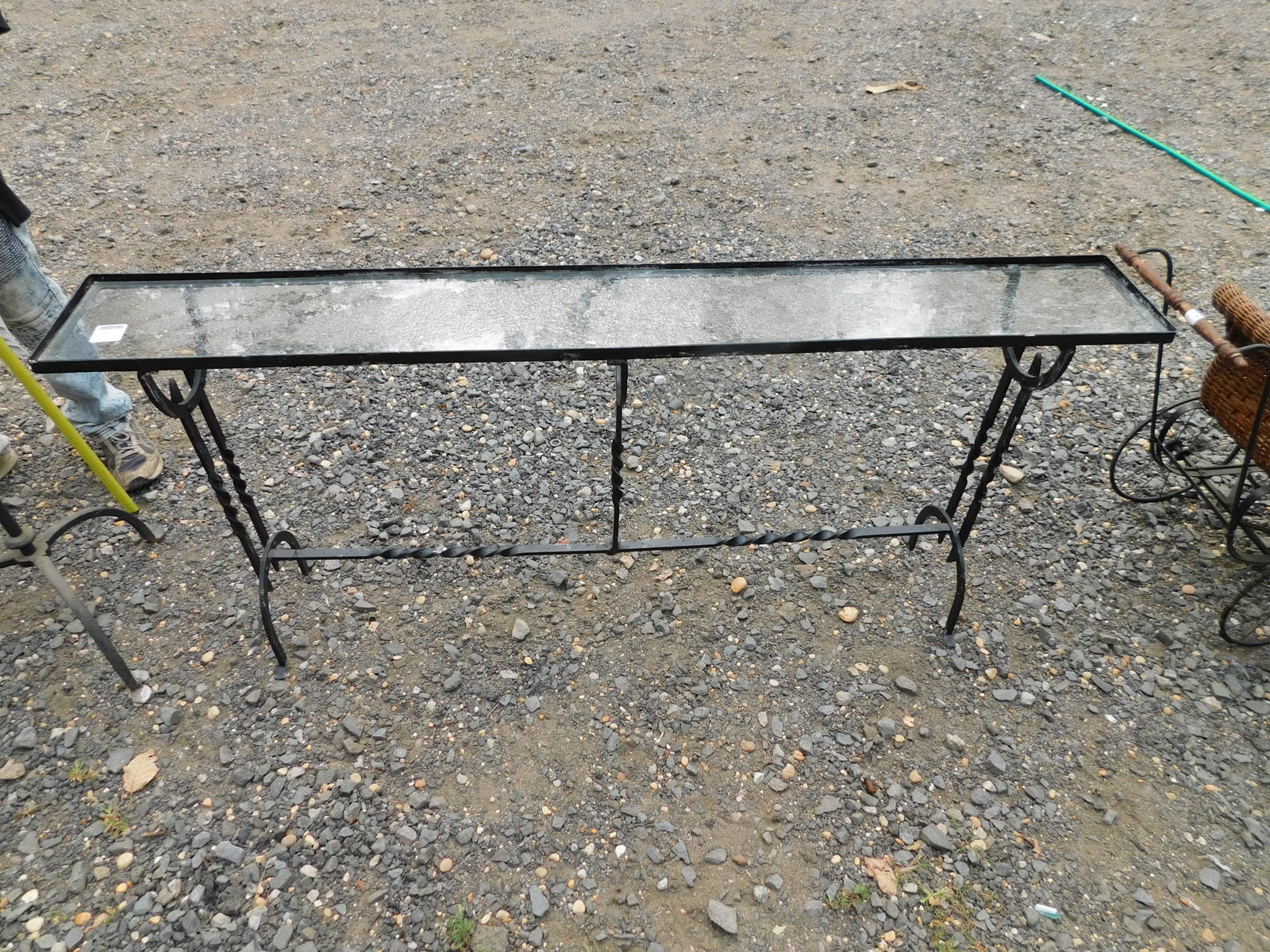 Raw Iron Glass Top Plant Table (1 of 3)