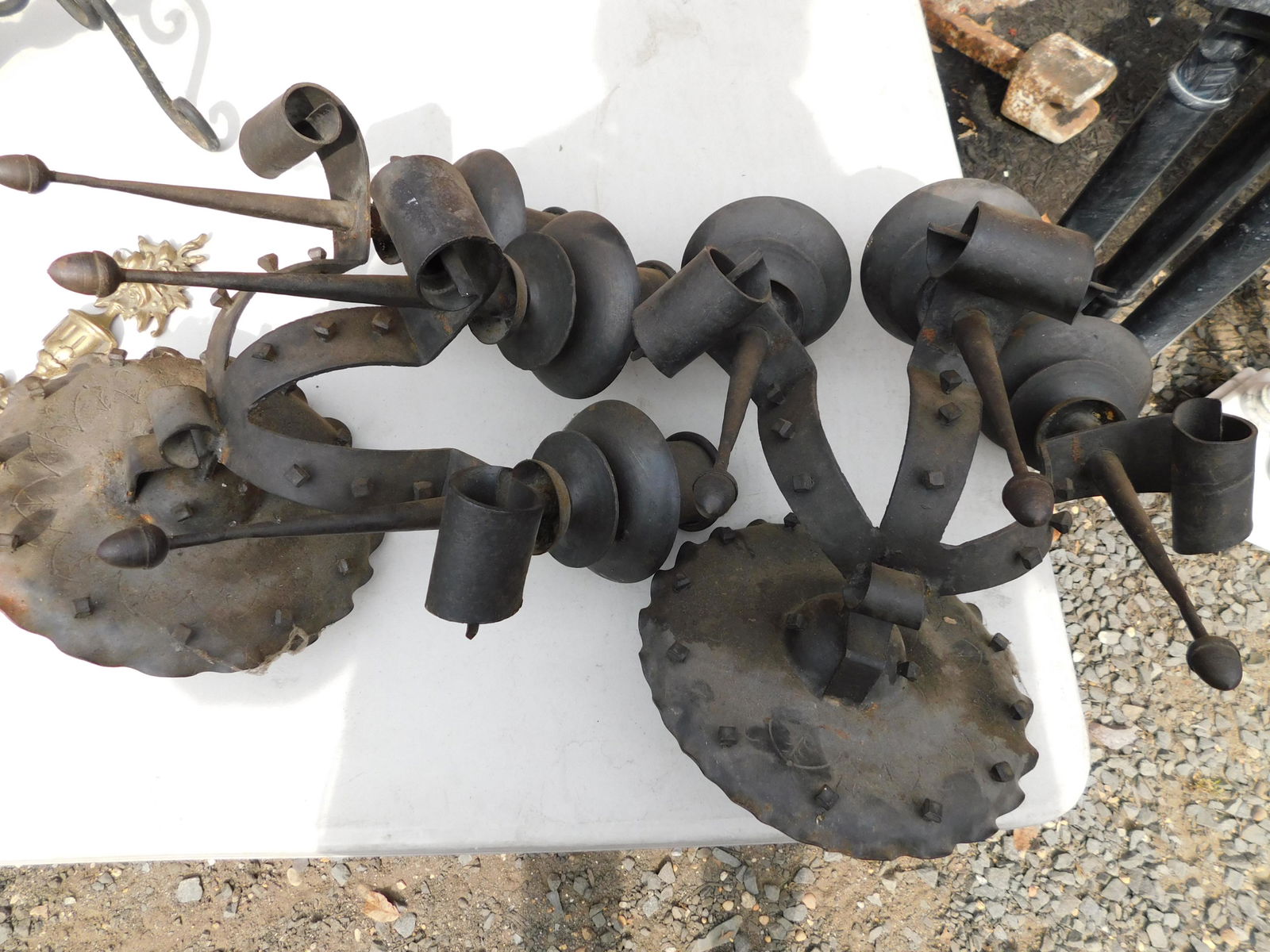 Pair of Raw Iron Candle Wall Sconces (1 of 3)
