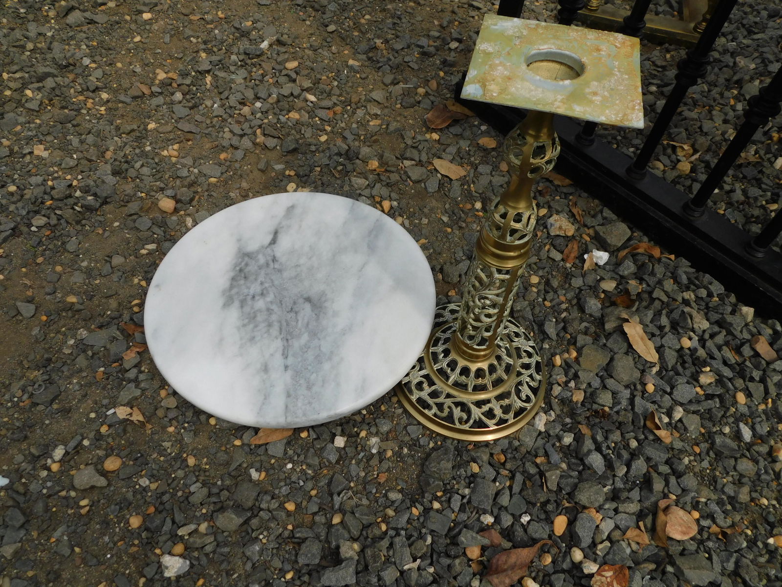 Brass Marble Top Plant Stand (1 of 1)