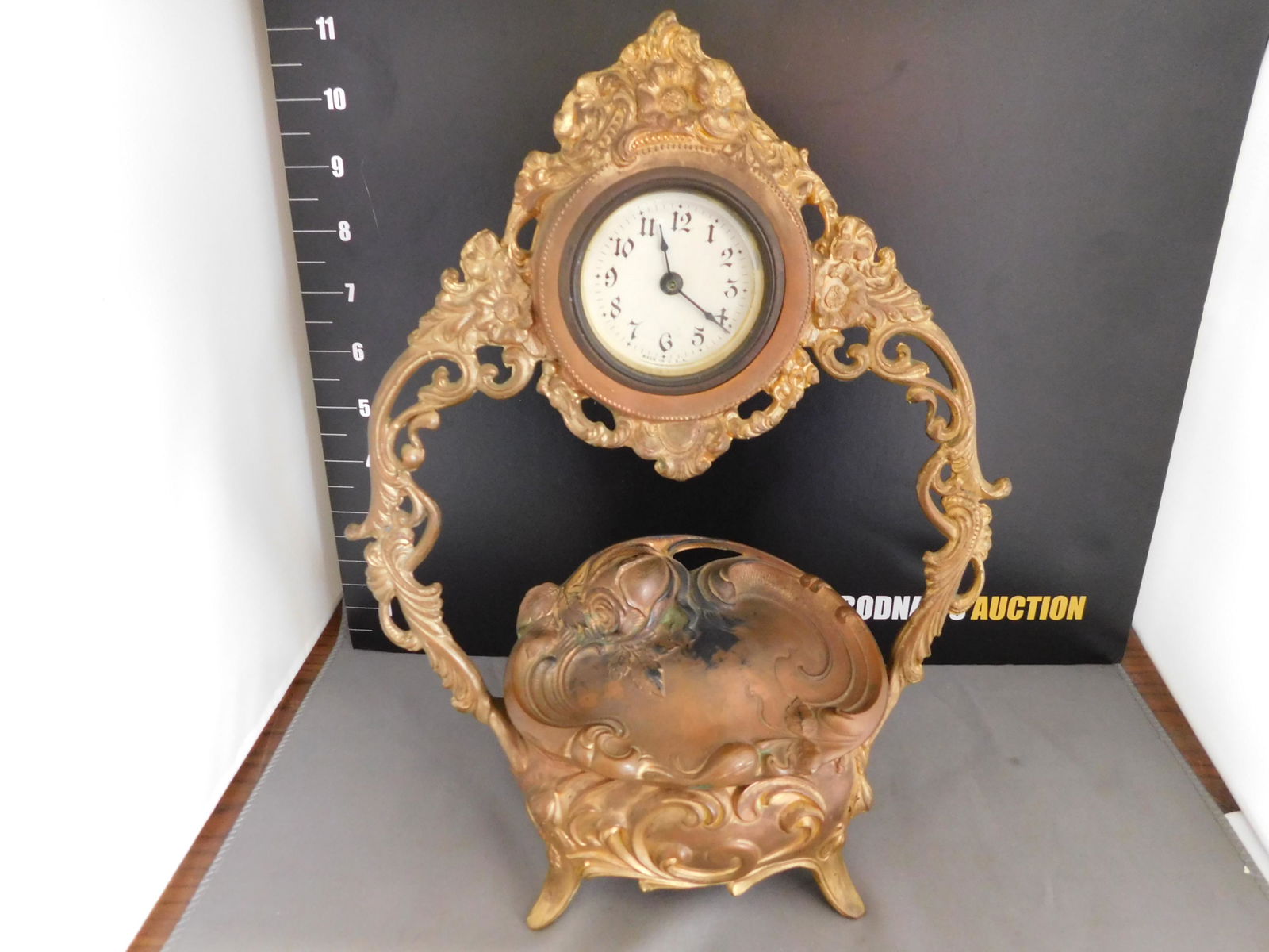 Art Nouveau Boudoir Clock and Box: Art Nouveau Boudoir Clock and Box. Measures 11.5" Tall. You are bidding at a live sale, please read the terms and conditions. We are offering contact-less pick ups at our South Brunswick location by A