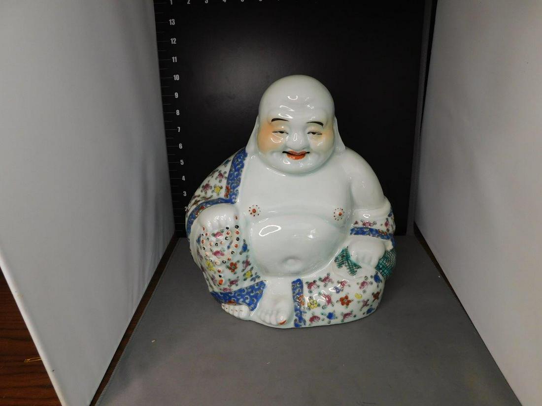 Handpainted Buddha Statue: Hand Painted Porcelain Buddha Statue. Measures 10.5" tall x 11" w. You are bidding at a live sale, please read the terms and conditions. We are offering contact-less pick ups at our South Brunswick lo
