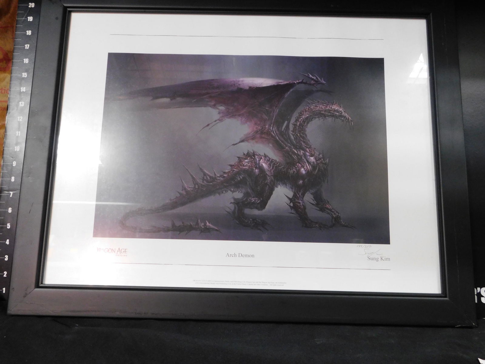 Dragon Age "Arch Demon" Poster: Dragon Age Original "Arch Demon" Poster. Sung Kim. #188/350. Frame has some issues Measures 21" tall x 27" wide. You are bidding at a live sale, please read the terms and conditions. We are offering c