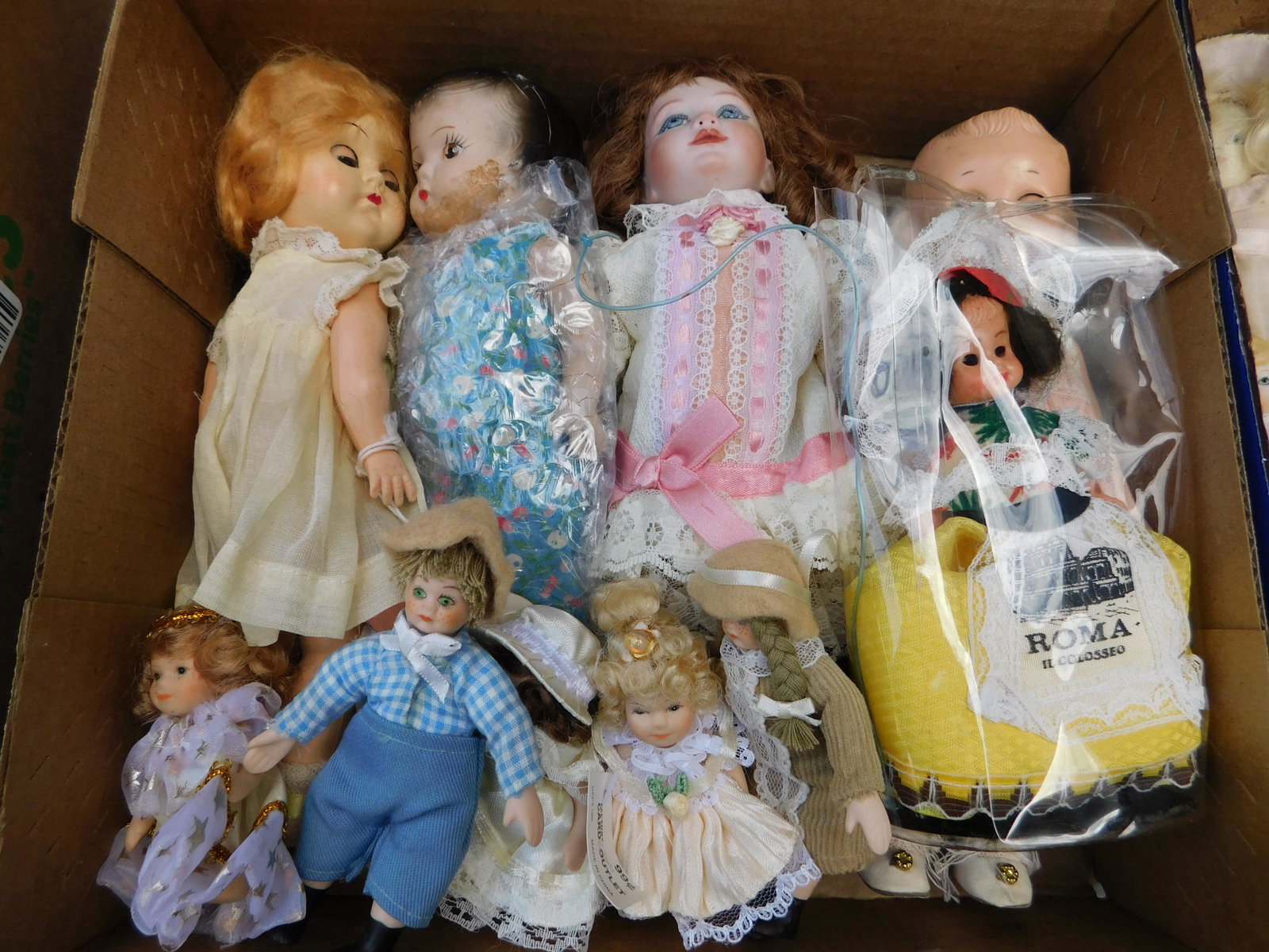 Box Lot of Porcelain and Composition Dolls (1 of 1)