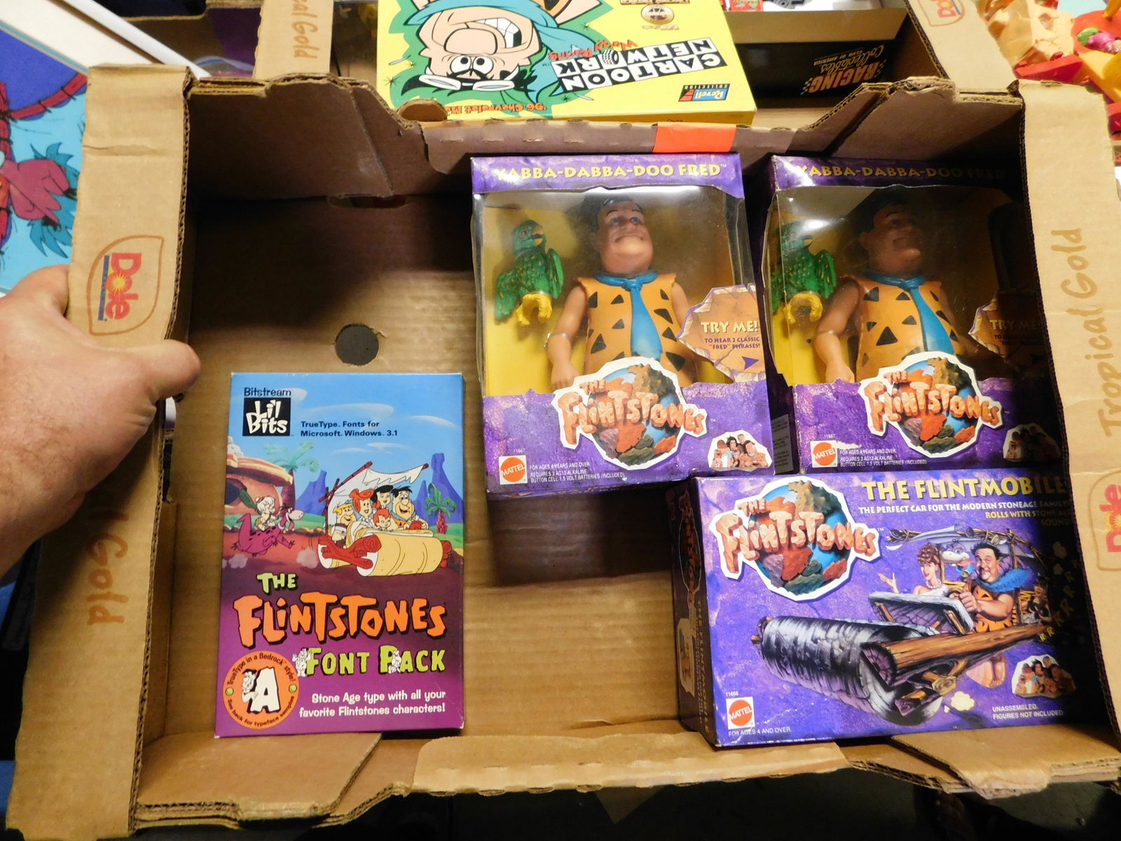 Box Lot of Flintstones Toys: Box Lot of Flintstones Toys. You are bidding at a live sale. Please read the terms and conditions. This sale will be broadcast live on sale day with full descriptions of each lot being sold, as well a