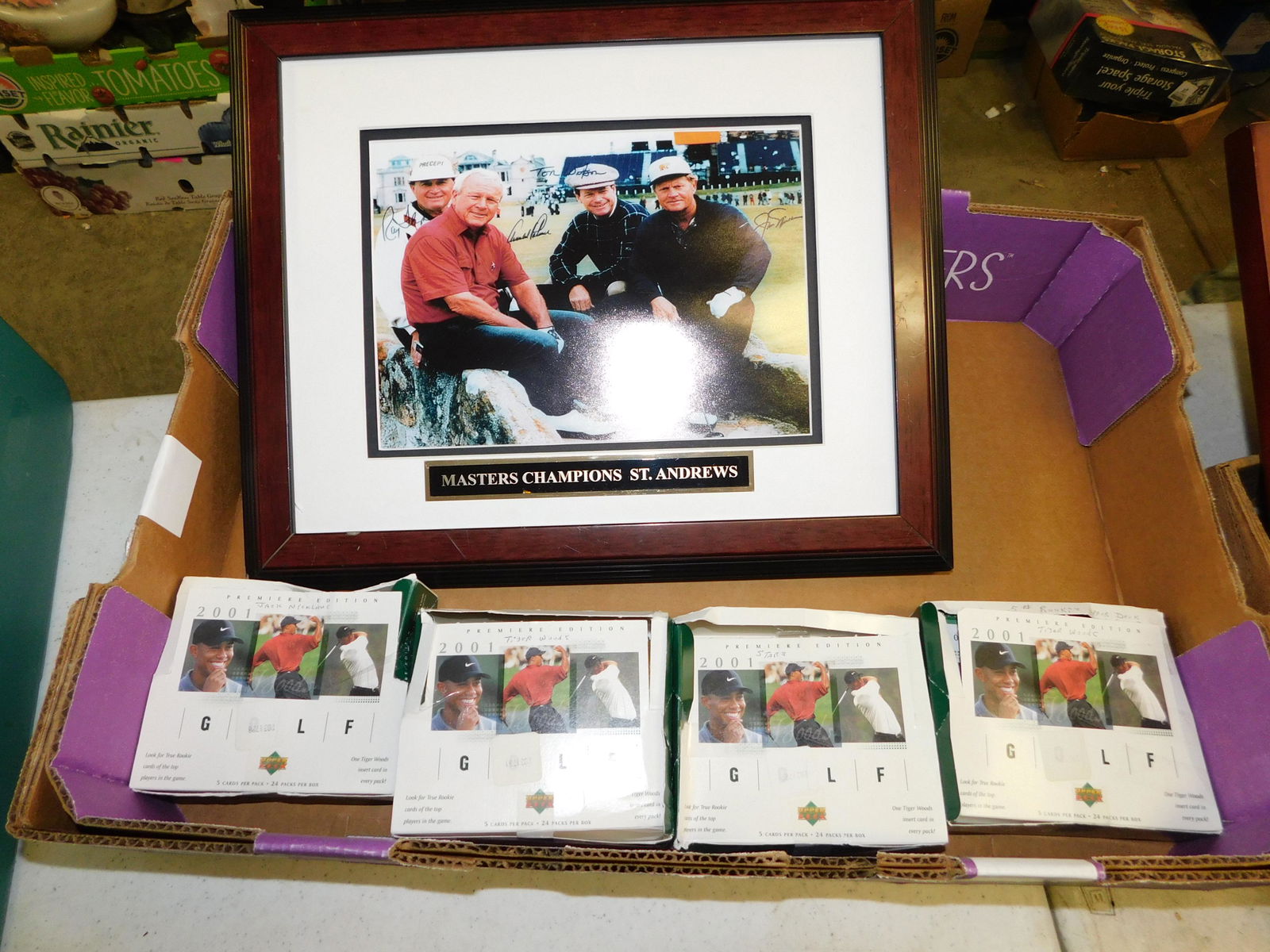 Box Lot with Golfing Cards and Photo: Box Lot with Golfing Cards and Photo. You are bidding at a live sale. Please read the terms and conditions. This sale will be broadcast live on sale day with full descriptions of each lot being sold,