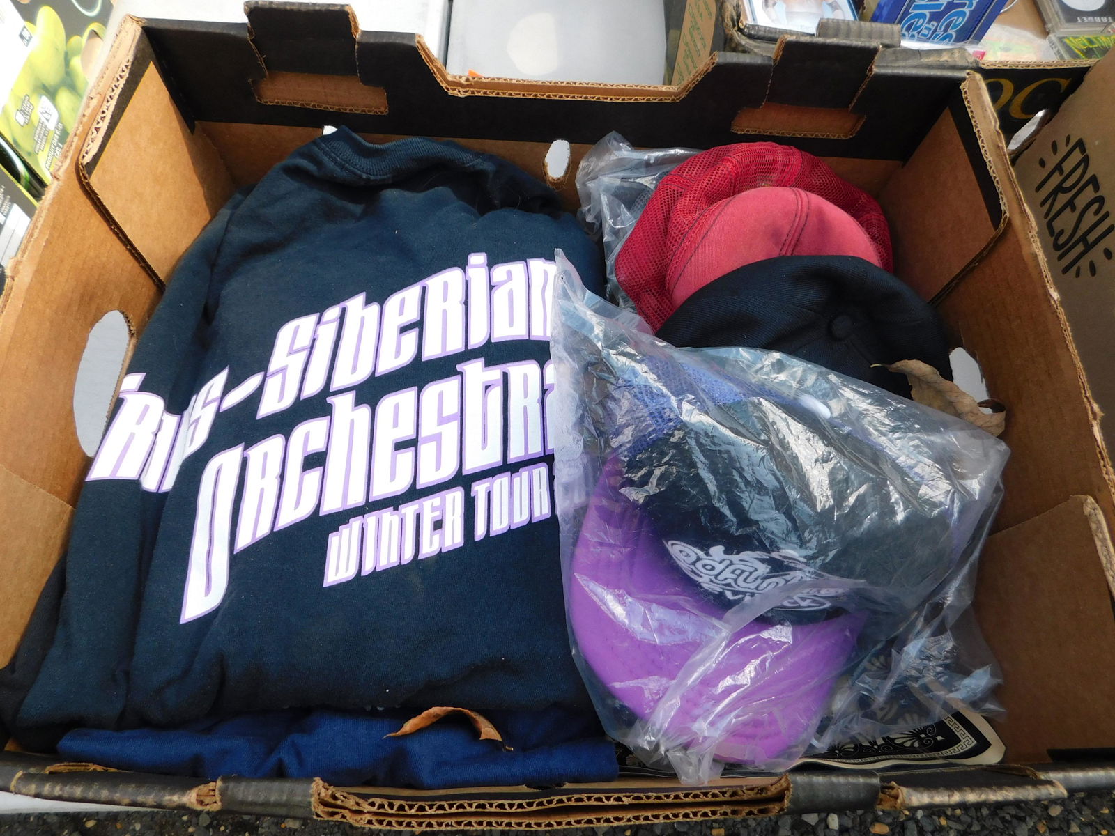 Box Lot of Vintage Shirts and Hats (1 of 1)