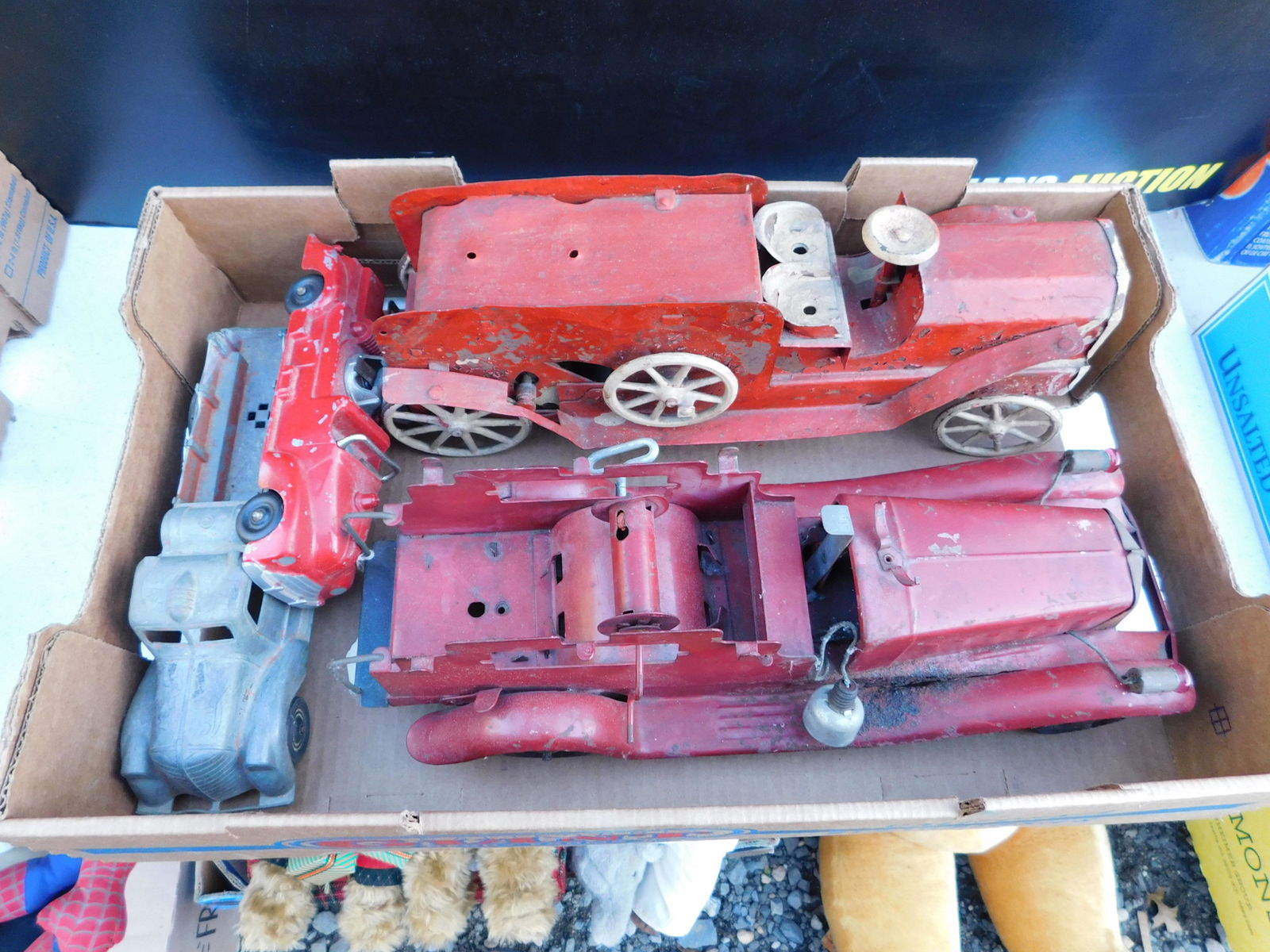 Box Lot of Antique Fire Engines: Box Lot of Antique Fire Engines. You are bidding at a live sale. Please read the terms and conditions. This sale will be broadcast live on sale day with full descriptions of each lot being sold, as we