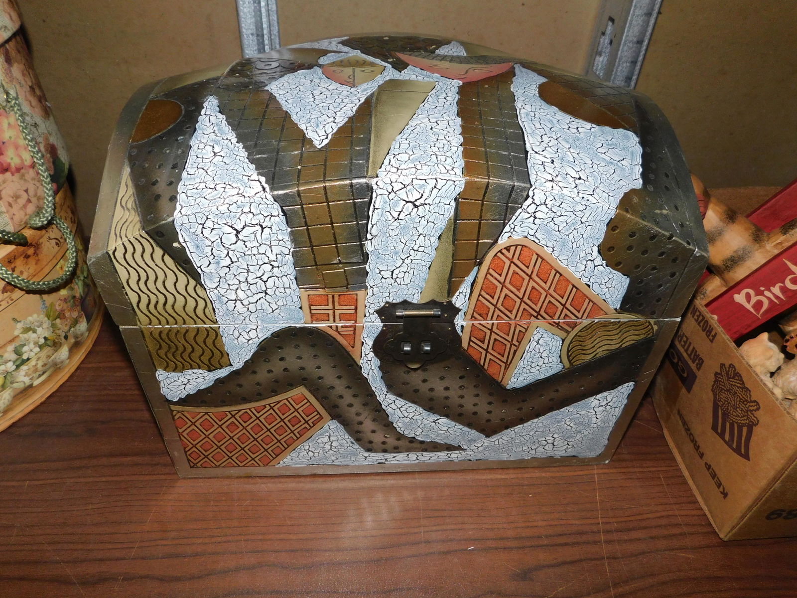 Decorator Wood Box: Decorator Wood Box. You are bidding at a live sale. Please read the terms and conditions. This sale will be broadcast live on sale day with full descriptions of each lot being sold, as well as video f