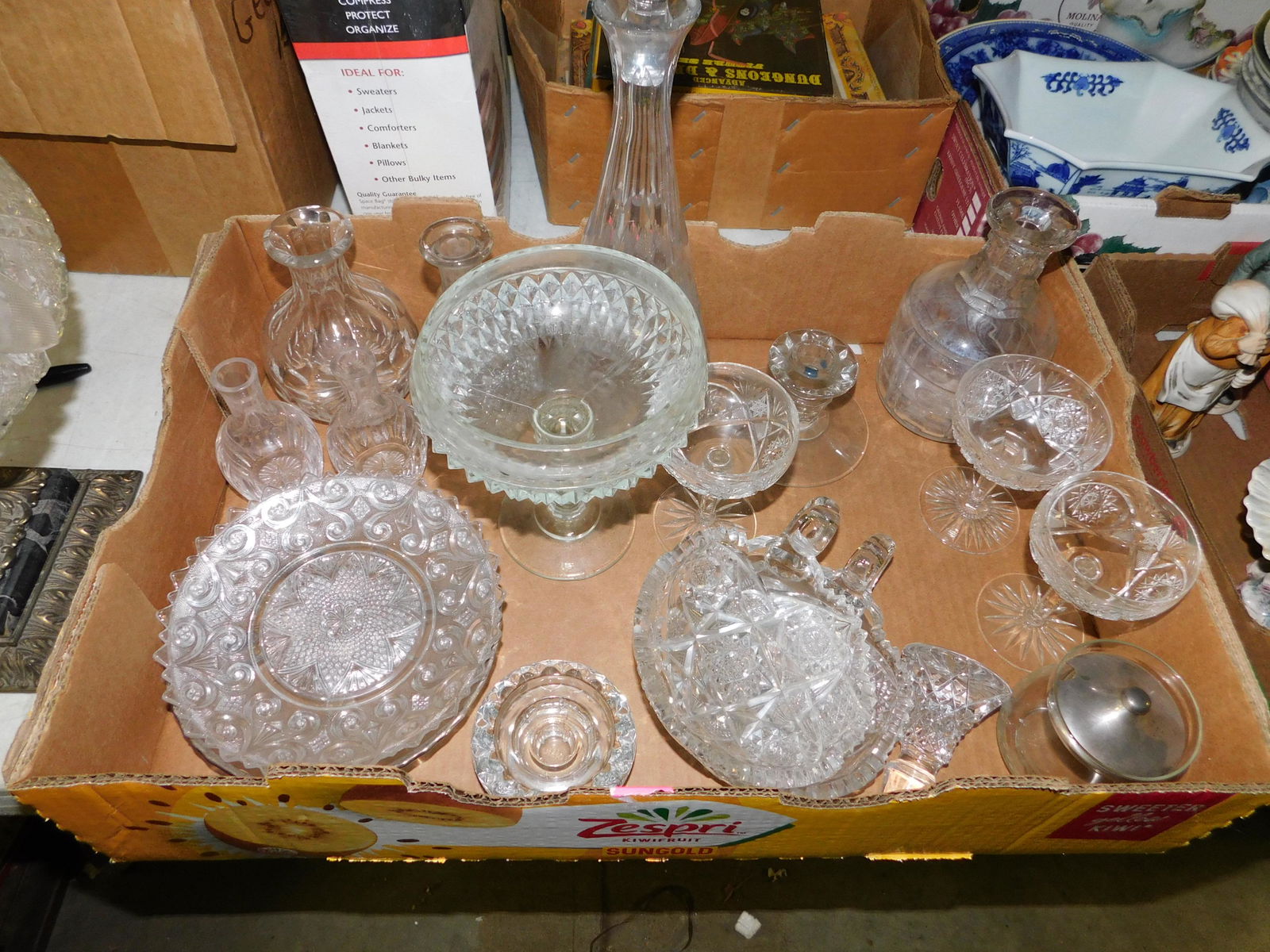 Lot of Pressed and Cut Glass: Lot of Pressed and Cut Glass. You are bidding at a live sale. Please read the terms and conditions. This sale will be broadcast live on sale day with full descriptions of each lot being sold, as well