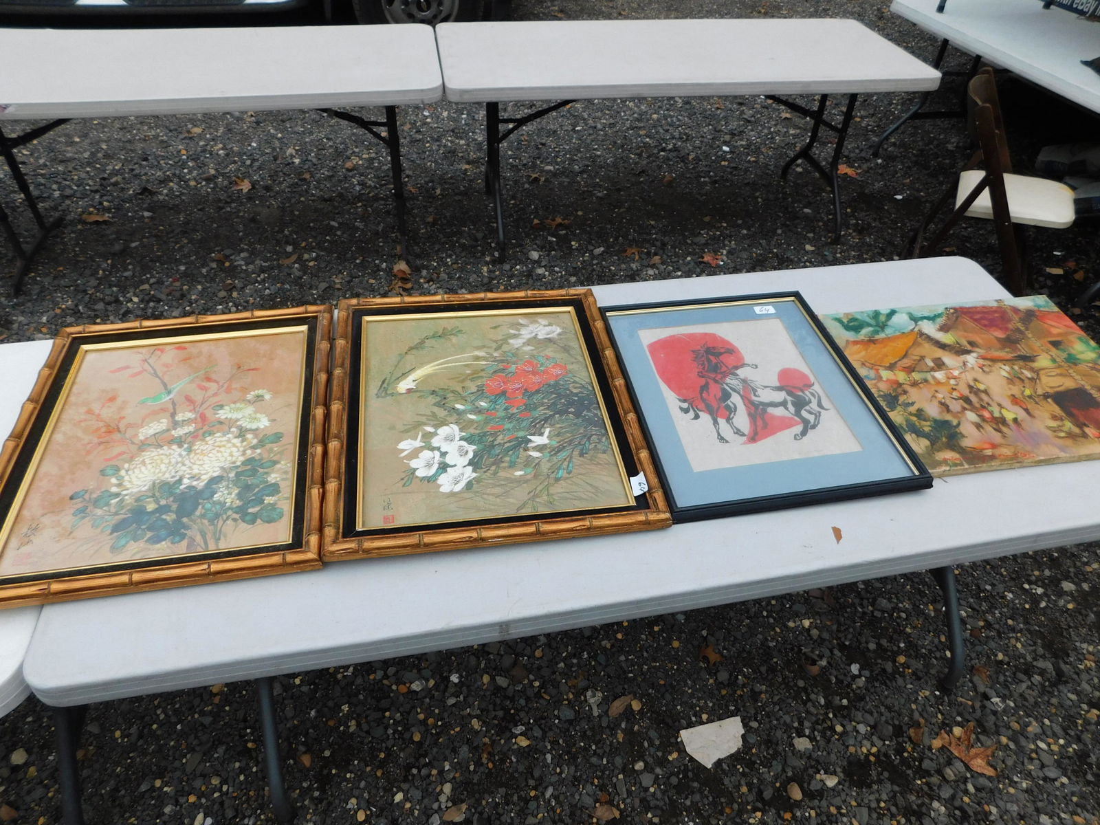 Lot of 4 Pieces of Art: Lot of 4 Pieces of Art. You are bidding at a live sale. Please read the terms and conditions. This sale will be broadcast live on sale day with full descriptions of each lot being sold, as well as vid