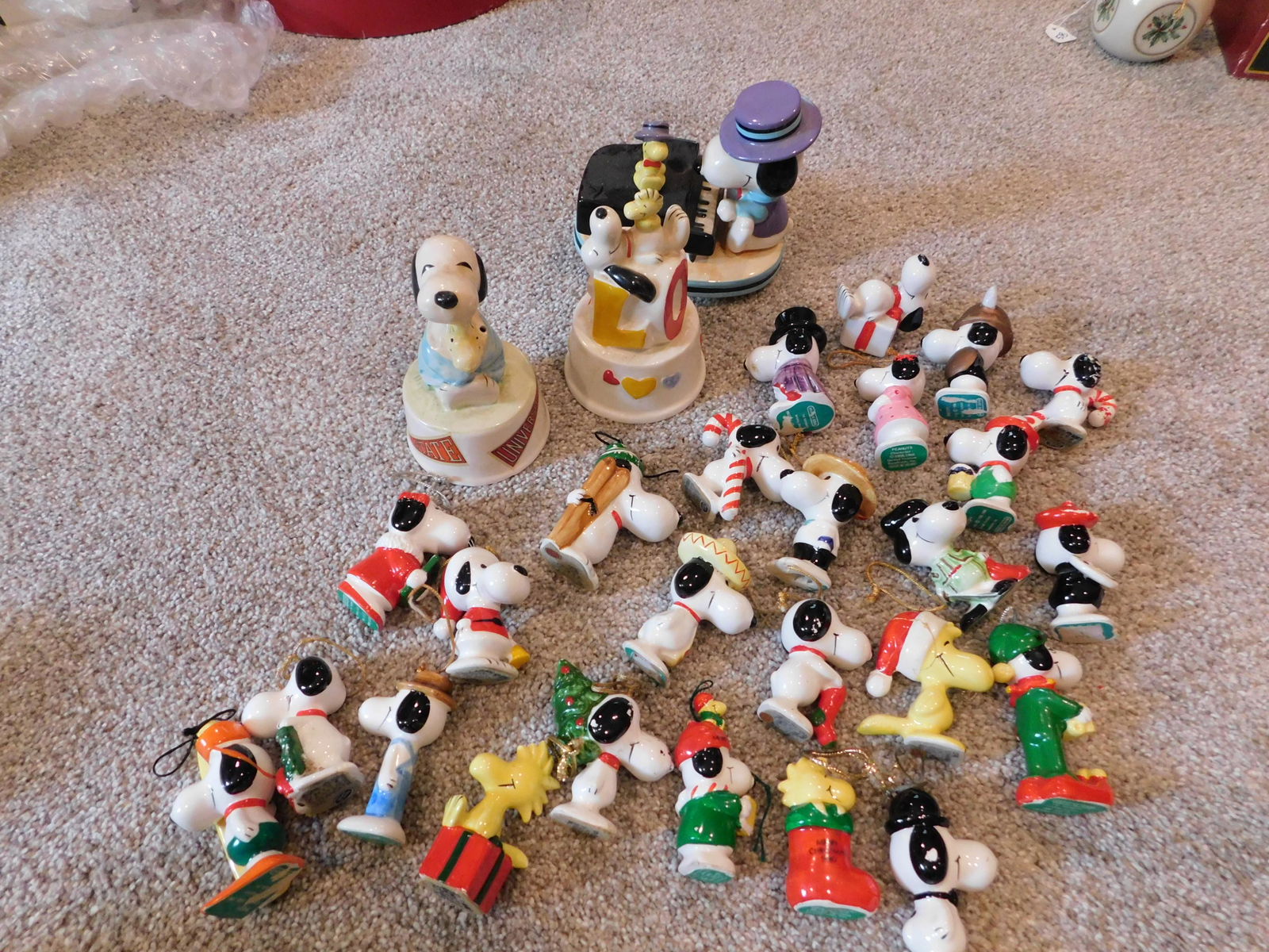Lot of Snoopy Christmas Ornaments and Music Boxes (1 of 1)