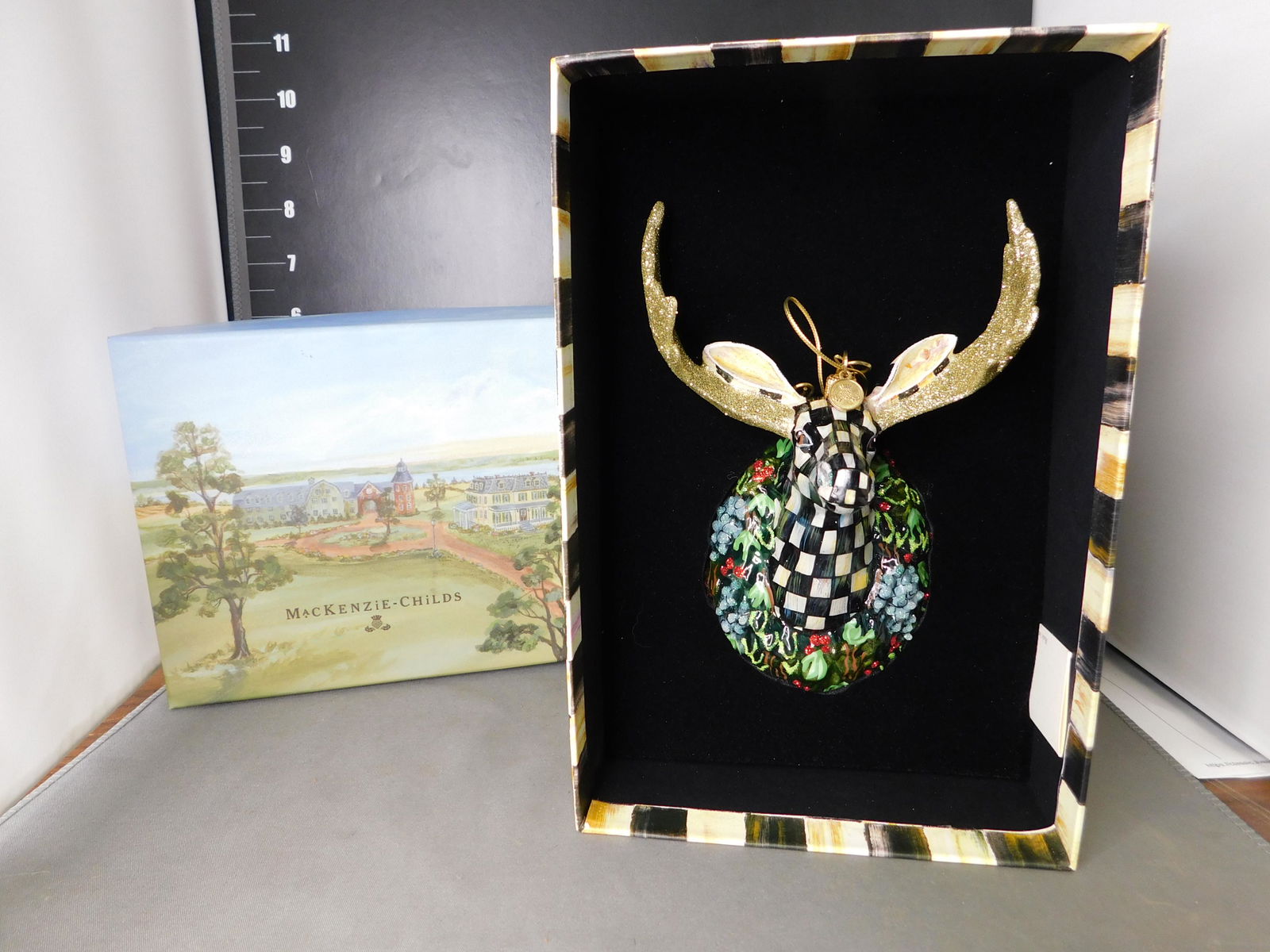Mackenzie-Childs Moose Head Ornament in Decorative Box (1 of 5)