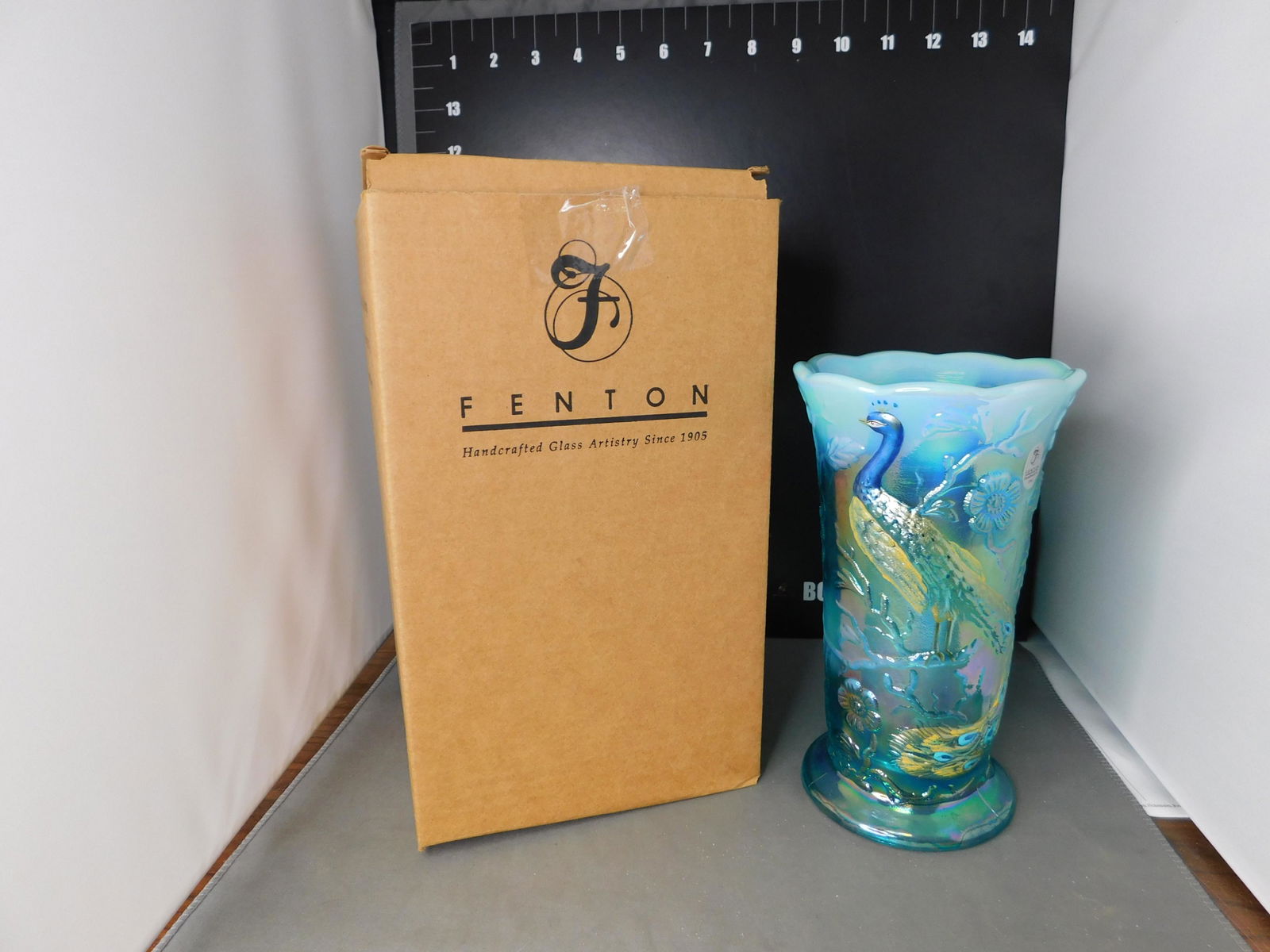Fenton Art Glass Peacock Vase (1 of 4)