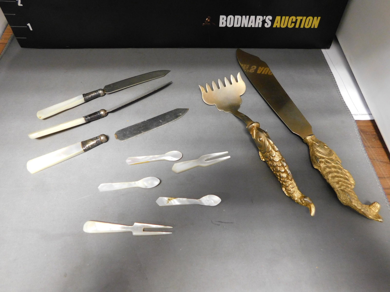 Lot of Mother of Pearl Mini Serving Utensils Plus Fish (1 of 6)