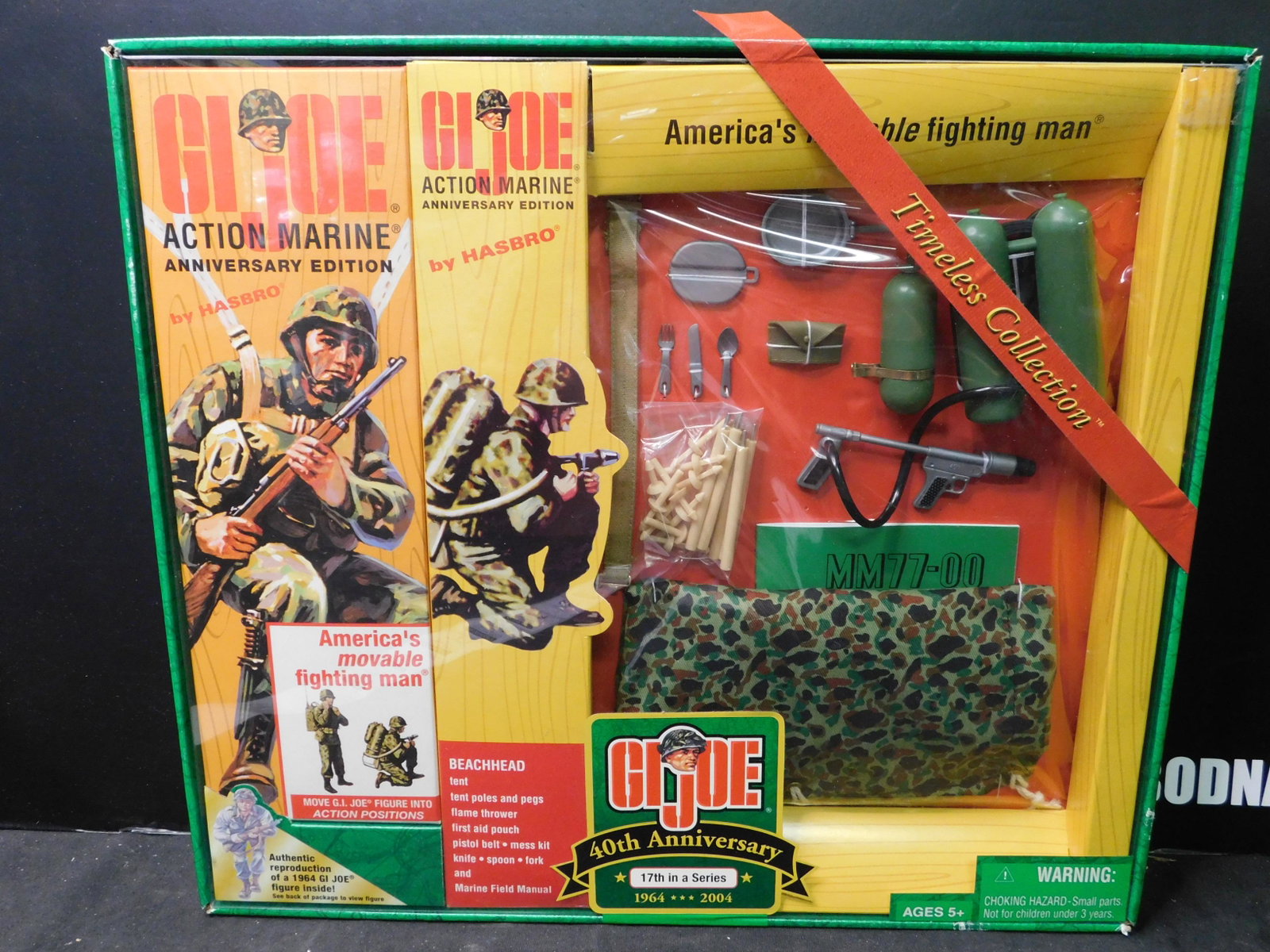 GI Joe Action Marine Beachhead Assault Set 40th: GI Joe 40th Anniversary 12" Action Marine Beachhead Assault Set. In Box. 17th in a Series. Hasbro 2003. You are bidding at a live sale, please read the terms and conditions. We are offering contact-le