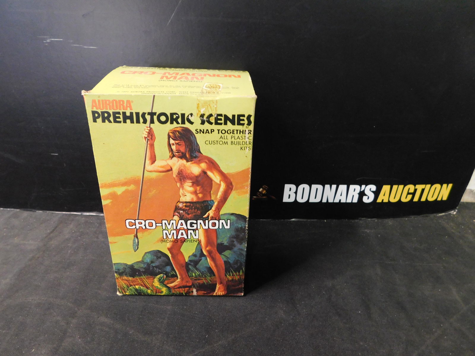 Vintage Aurora Cro-Magnon Man Model Kit: Aurora Prehistoric Scenes Cro-Magnon Man Model Kit. 1971. All from private collector who disclosed to us that he just took off the factory seal to look at them and to the best of our knowledge we are