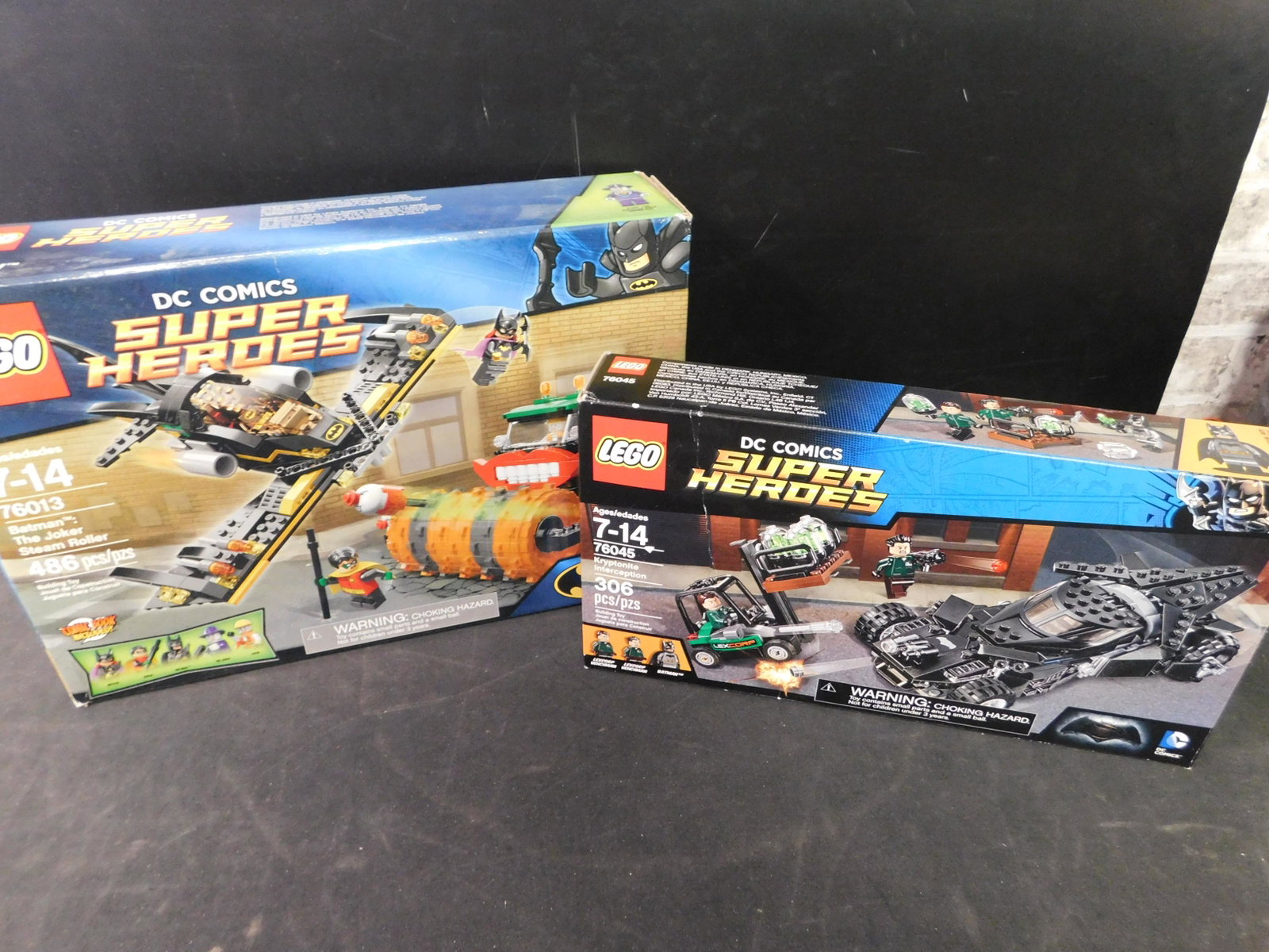 Lego DC Comics Batman Lot of 2: Lego DC Comics Super Heroes Lot of 2. Included in this lot is the Batman V Superman Kryptonite Interception and Batman The Joker Steam Roller. The Legos came from a collector's estate. He had them dis