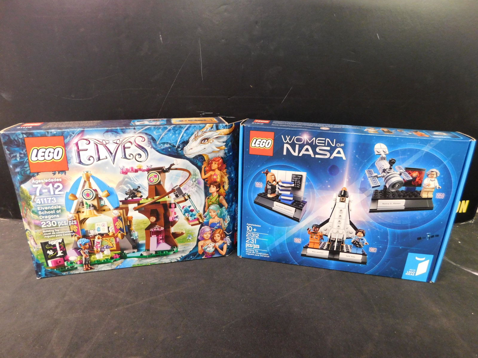 Lego Lot of 2 - Elves and Women of NASA: Lego Elves Elvendale School of Dragons and Lego Women of Nasa Lot of 2. The Legos came from a collector's estate. He had them displayed and for selling purposes he took them apart and put them back in