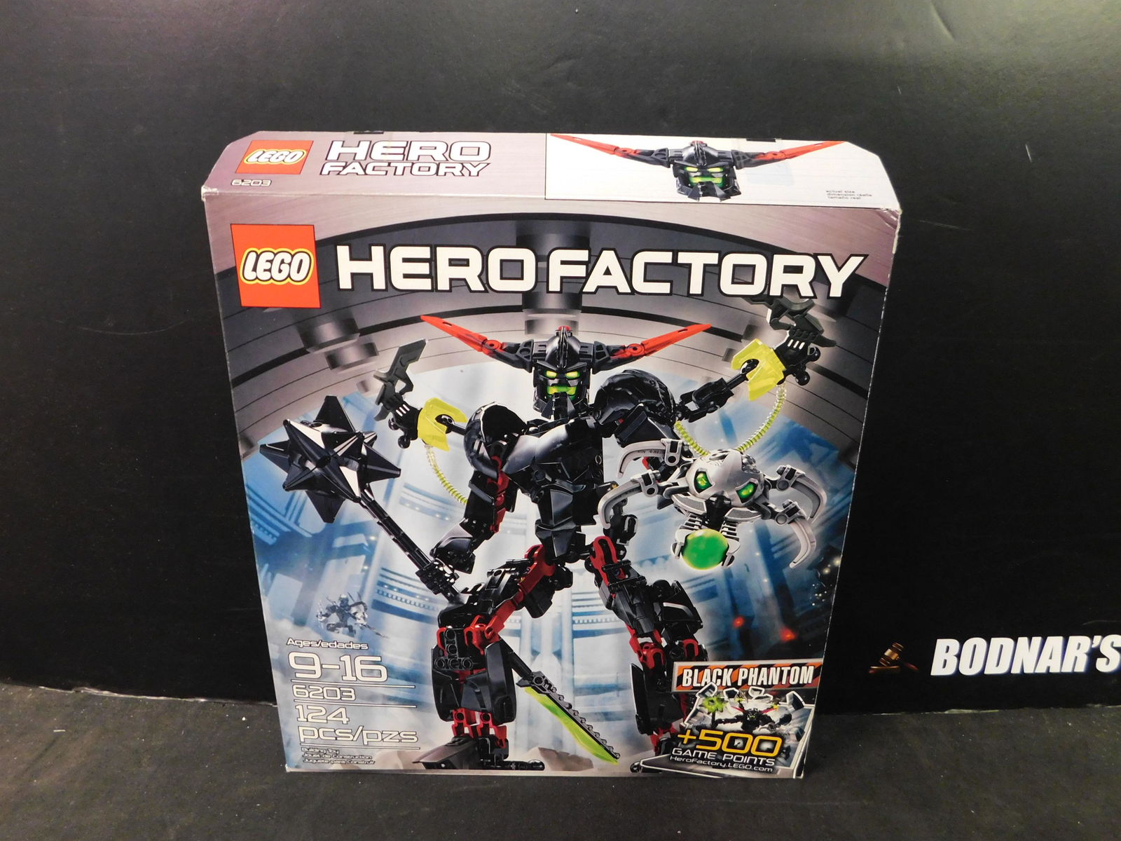 Lego Hero Factory Black Phantom: Lego Hero Factory Black Phantom. The Legos came from a collector's estate. He had them displayed and for selling purposes he took them apart and put them back into baggies. We can say we are pretty su