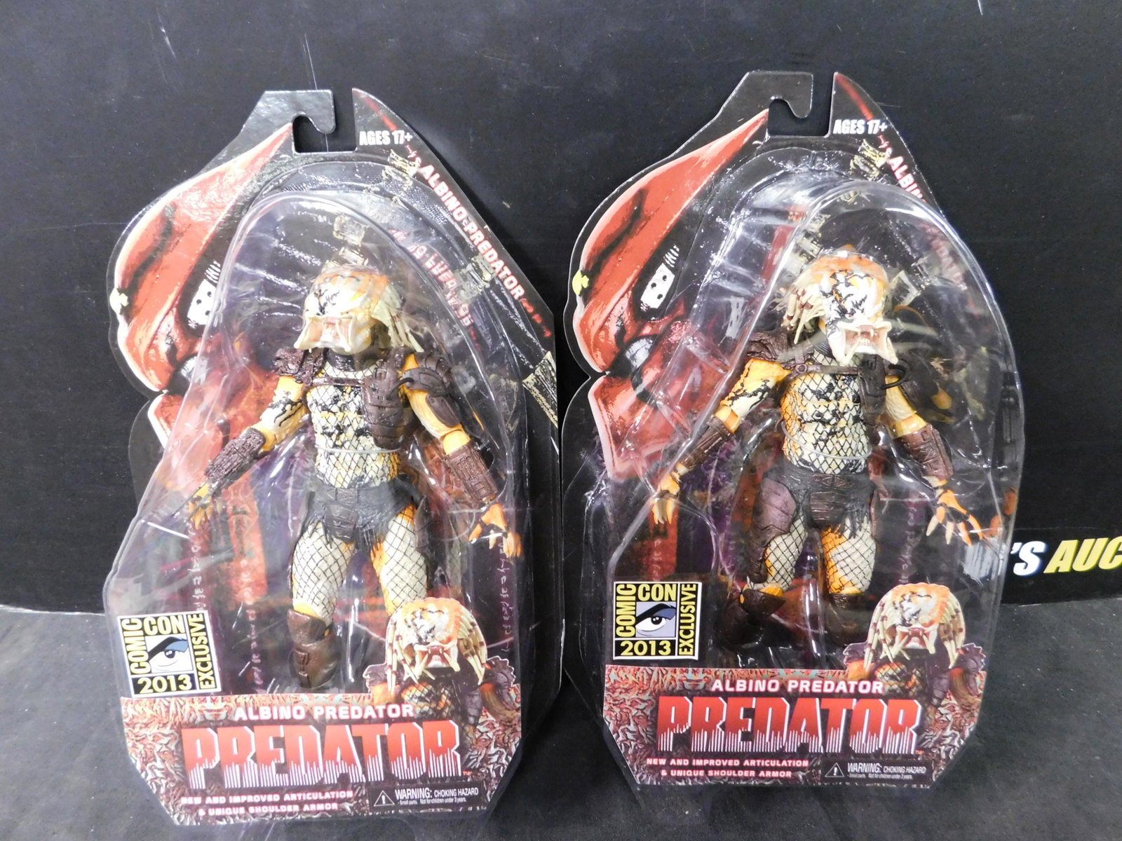 Lot of 2 Neca Albino Predator Figures: Lot of 2 NECA Albino Predator's SDCC 2013 Figures. You are bidding at a live sale, please read the terms and conditions. We are offering contact-less pick ups at our South Brunswick location by APPOIN