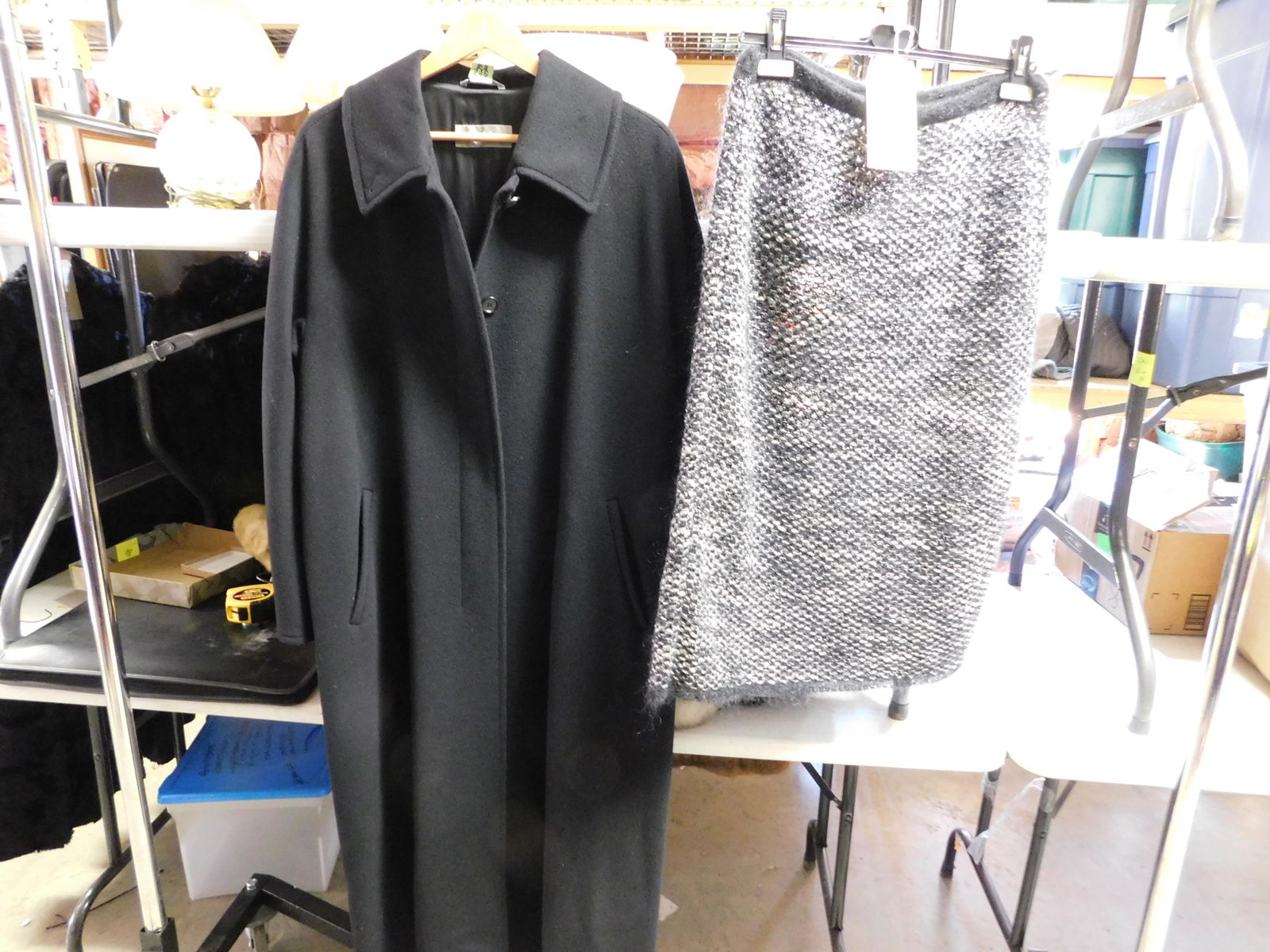 2pcs Max Mara Ladies Clothing: 2pcs of Ladies Clothing by Max Mara. Coat is Size 10. Measures 52" L. The wool blend skirt is XL. We are offering contact-less pick ups at our South Brunswick location by APPOINTMENT ONLY on the Frida