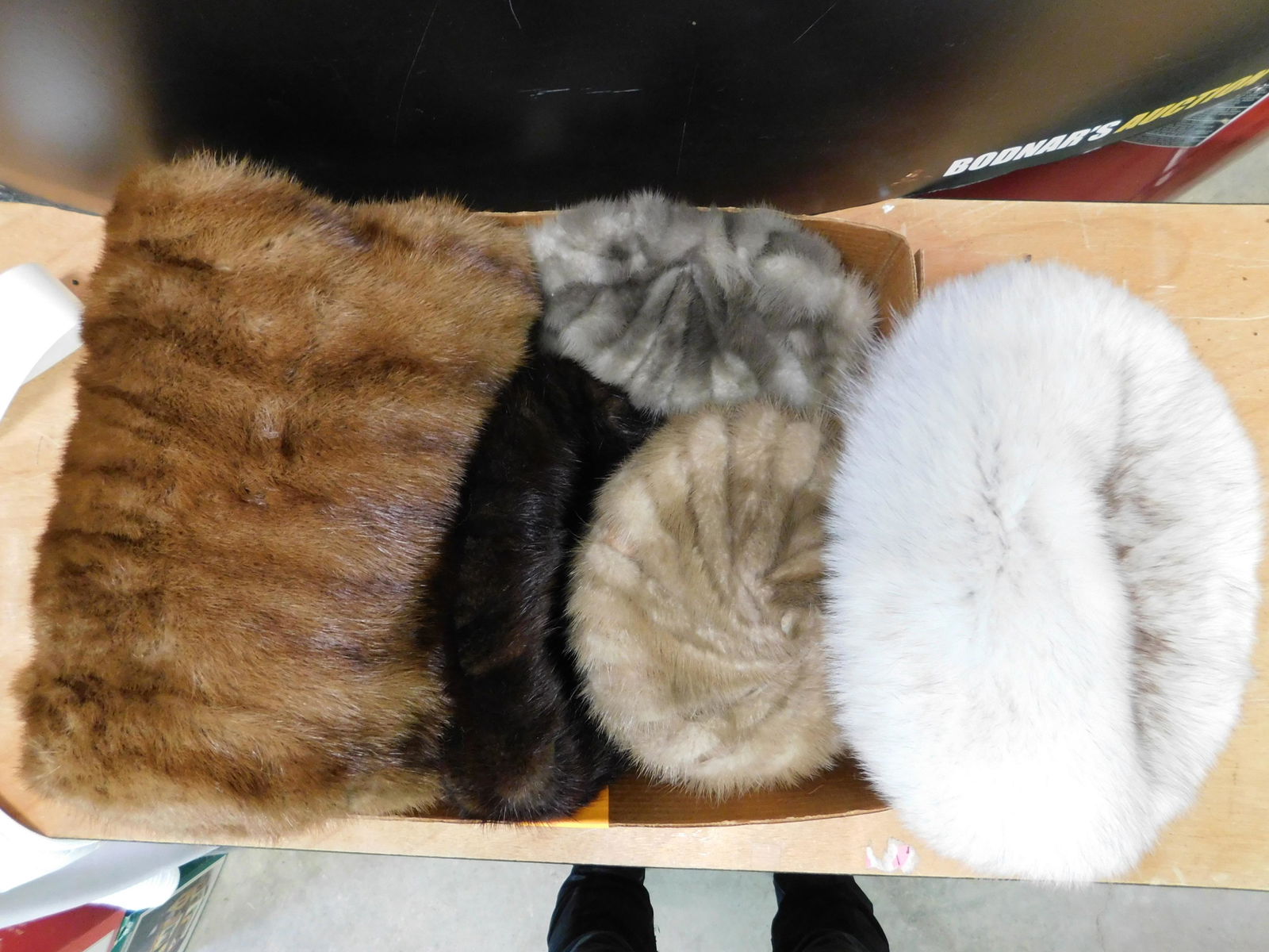 Box Lot of Fur and Faux Fur Caps and Muff (1 of 1)