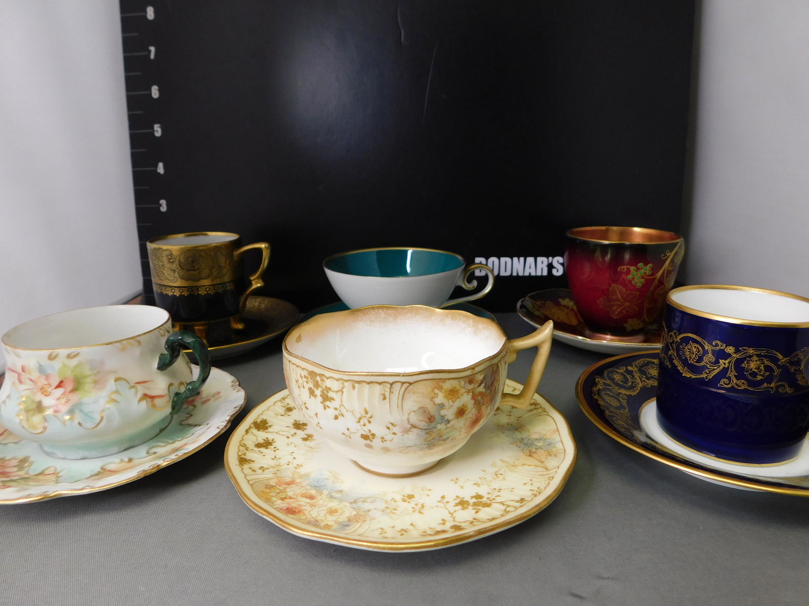 Teacup and Saucer Group Lot of 6: Lot of 6 Teacups and Saucers. Included in this lot are Mittertemm, Bavaria, Carlton ware, 2 Limoges and Daulton Burslem. You are bidding at a live sale, please read the terms and conditions. We are of