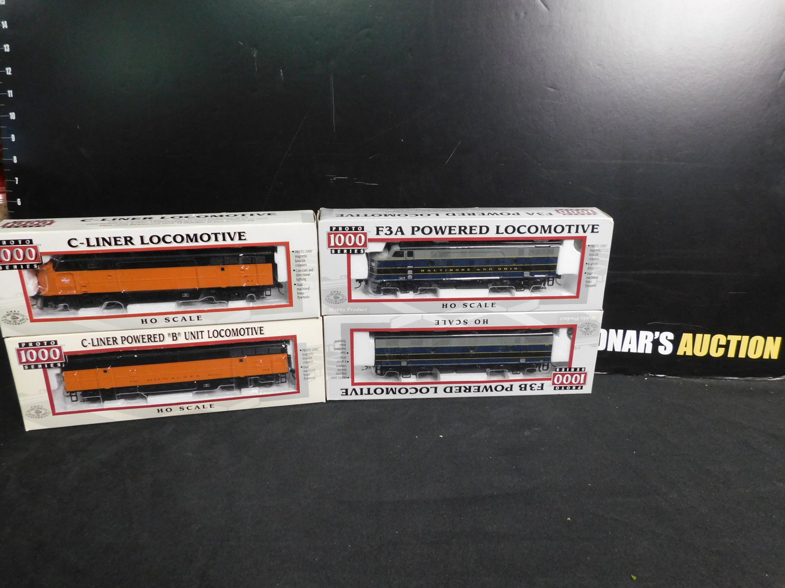Lot of 4 Lifelike Proto 1000 Series HO Scale Engines: Lot of 4 Lifelike Proto 1000 Series HO Scale Engines including Milwaukee Road Diesel AB Set and B&O F3 AB Set. You are bidding at a live sale, please read the terms and conditions. We are offering con
