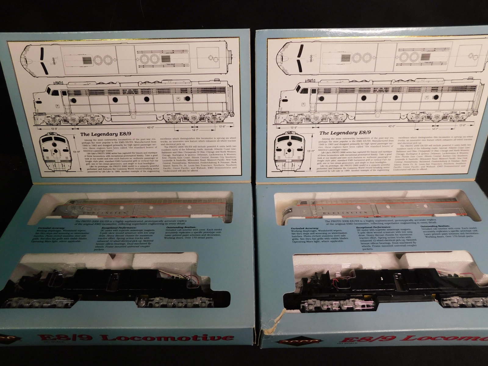 Proto 2000 E8/9 Burlington Diesel Locomotives - Lot of: Proto 2000 E8/9 Burlington Diesel Locomotives AA Units - Lot of 2. You are bidding at a live sale, please read the terms and conditions. We are offering contact-less pick ups at our South Brunswick lo
