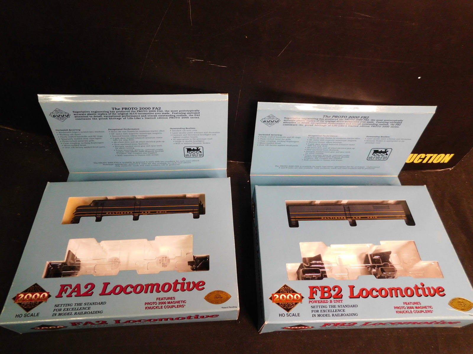Proto 2000 Locomotives FA2/FB2 B&O AB Units - HO Scale: 2 HO Scale Proto 2000 Locomotives FA2/FB2 B&O AB Units. You are bidding at a live sale, please read the terms and conditions. We are offering contact-less pick ups at our South Brunswick location by A
