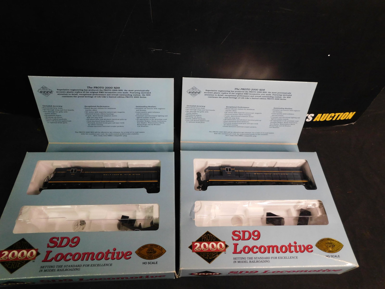 Lot of 2 Proto 2000 HO Scale Locomotives SD9 B&O Diesel: Lot of 2 Proto 2000 HO Scale Locomotives SD9 B&O Diesel. You are bidding at a live sale, please read the terms and conditions. We are offering contact-less pick ups at our South Brunswick location by 