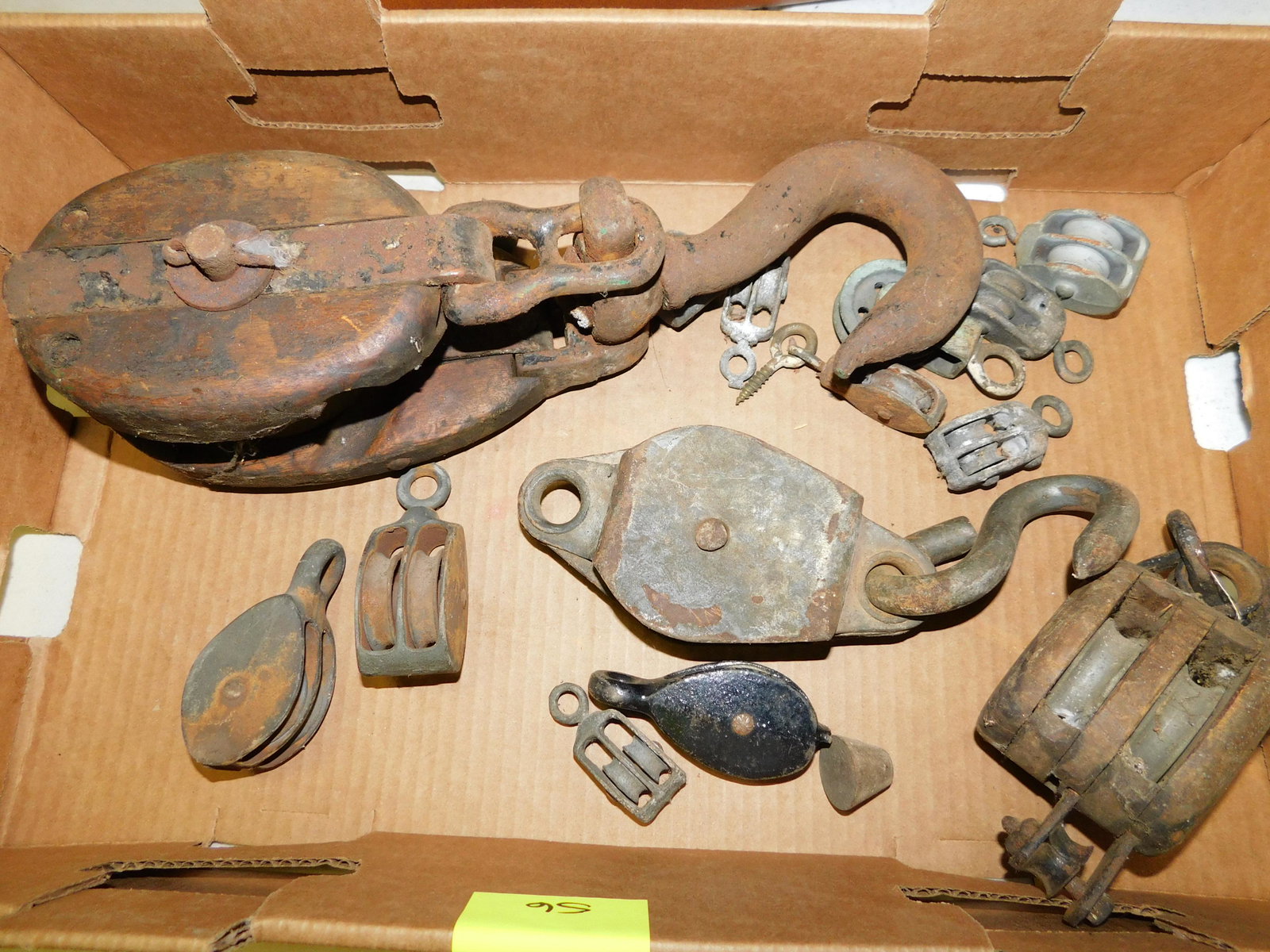 Box Lot of Antique Pulleys (1 of 1)