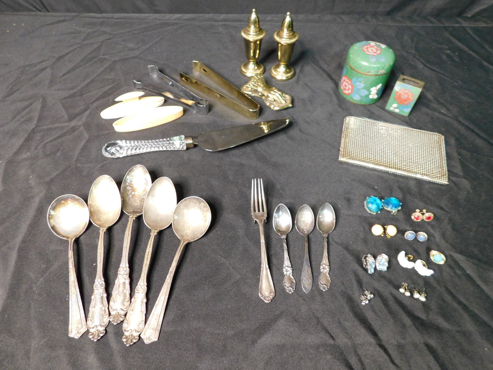 Lot of Vintage Flatware, Jewelry and Wallet: Lot of Vintage Flatware, Jewelry and Wallet. This sale will be broadcast live on sale day with an auctioneer and caller calling full descriptions of each lot being sold, as well as video feed of each 