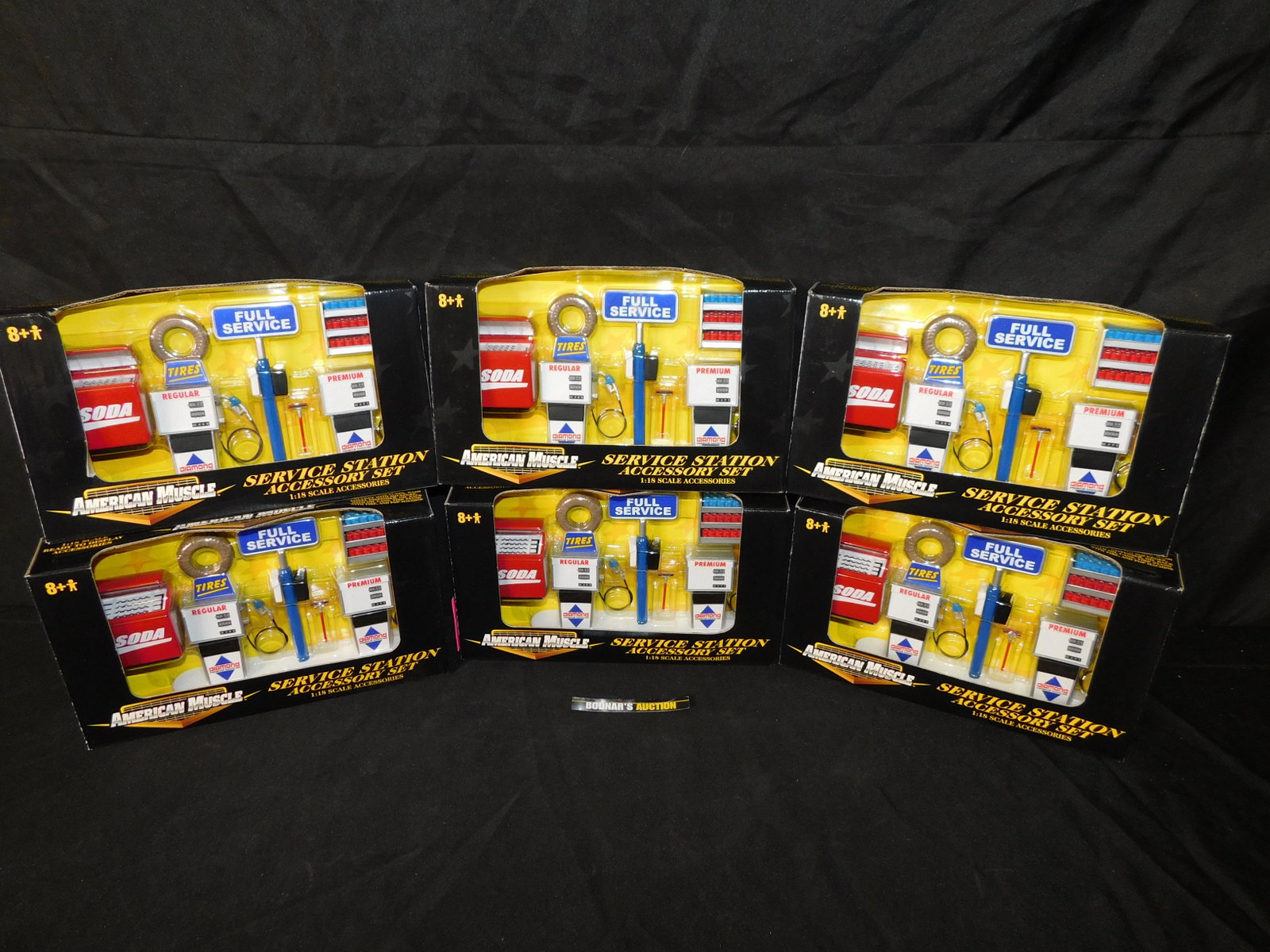 Lot of 6 American Muscle Service Station Accessory Sets: Lot of 6 American Muscle Service Station Accessory Sets. You are bidding at a live sale, please read the terms and conditions. We are offering contact-less pick ups at our South Brunswick location by 