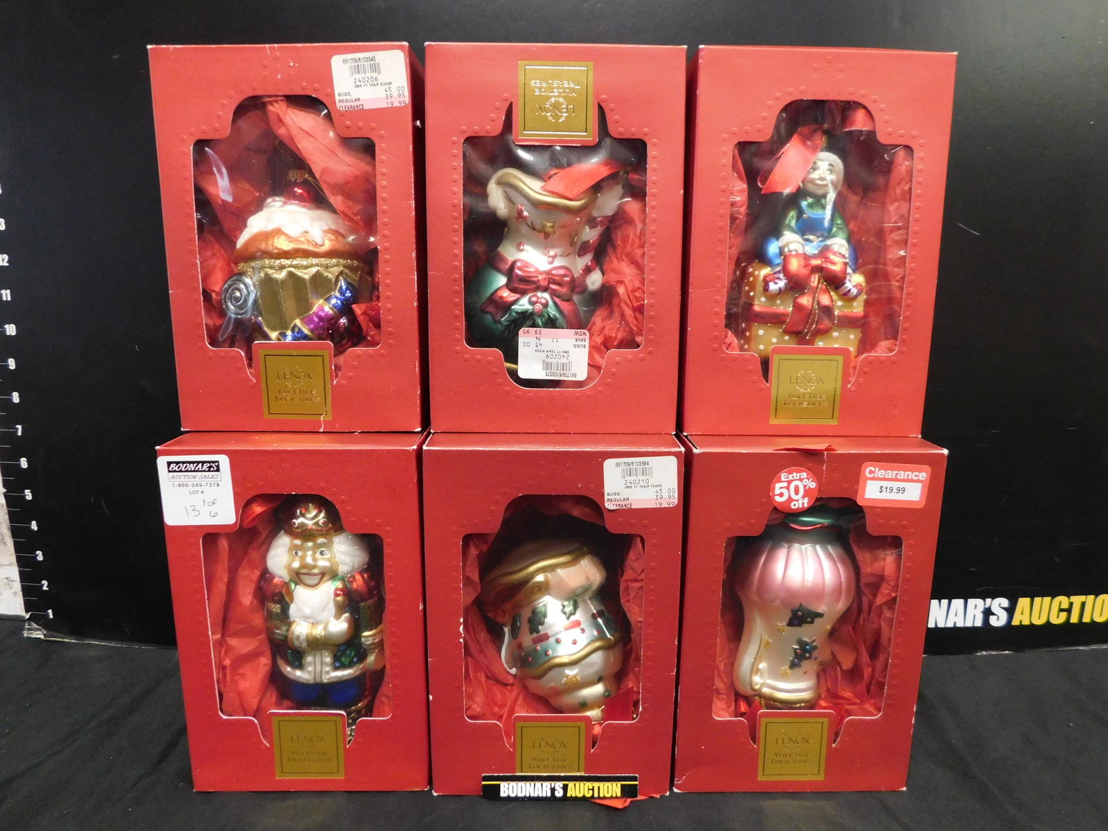 Lot of 6 Lenox Hand Blown Glass Ornaments (1 of 4)