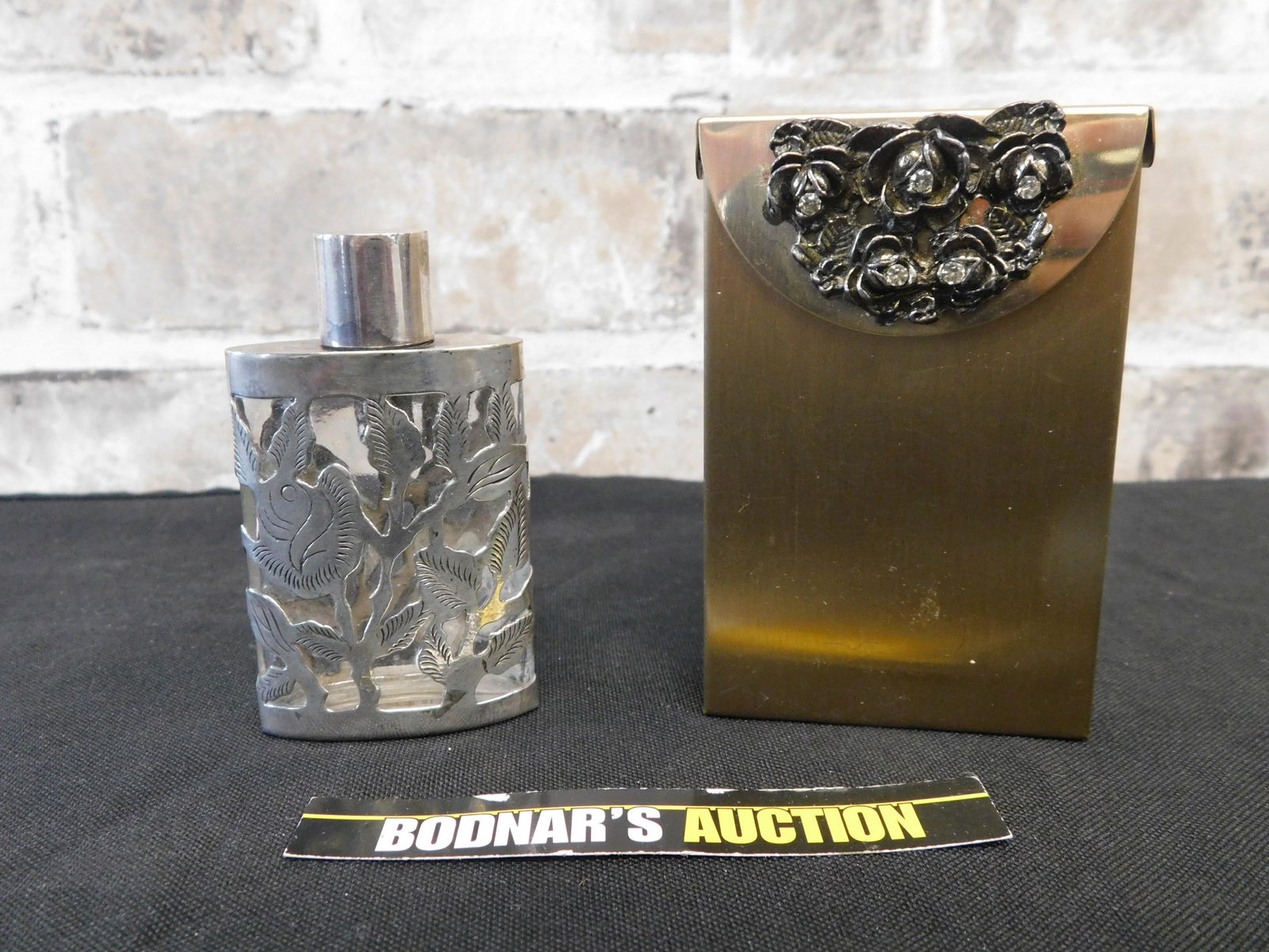 Sterling Silver Overlay Perfume Bottle with Vintage (1 of 4)