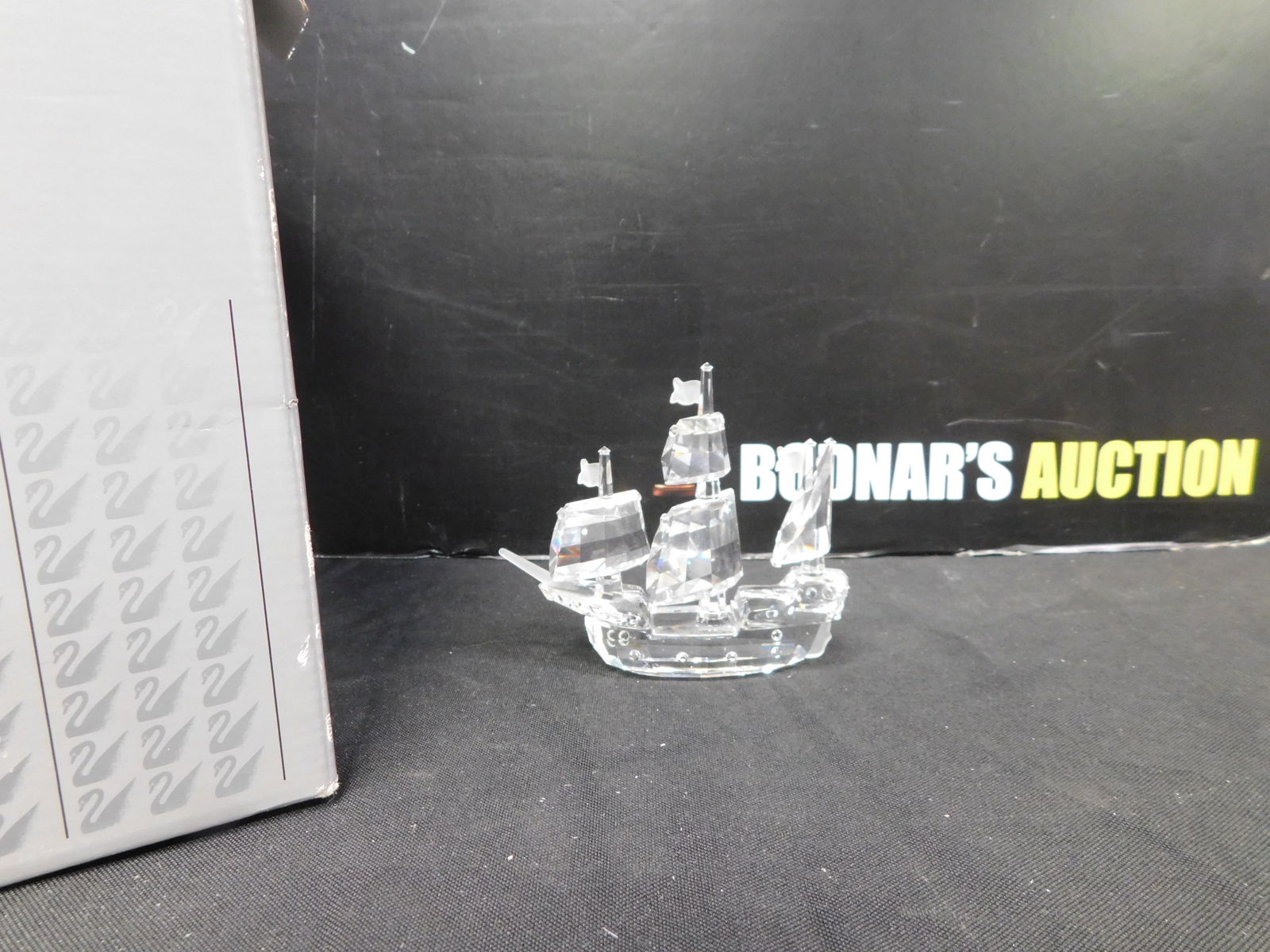 Swarovski Santa Maria Ship: Swarovski Crystal Santa Maria Ship. Measures 3.5" tall. We are offering contact-less pick ups at our South Brunswick location by APPOINTMENT ONLY on the Friday, Saturday, Monday and Tuesday immediatel