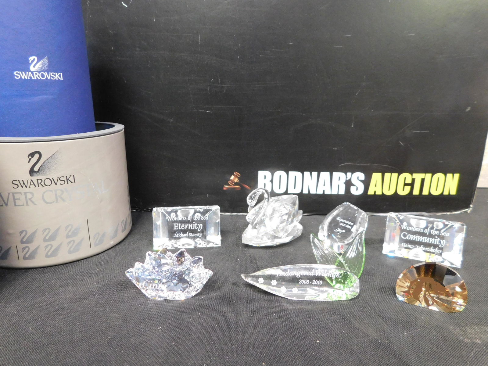 Swarovski Crystal Grouping of Title Plaques and Swan (1 of 6)