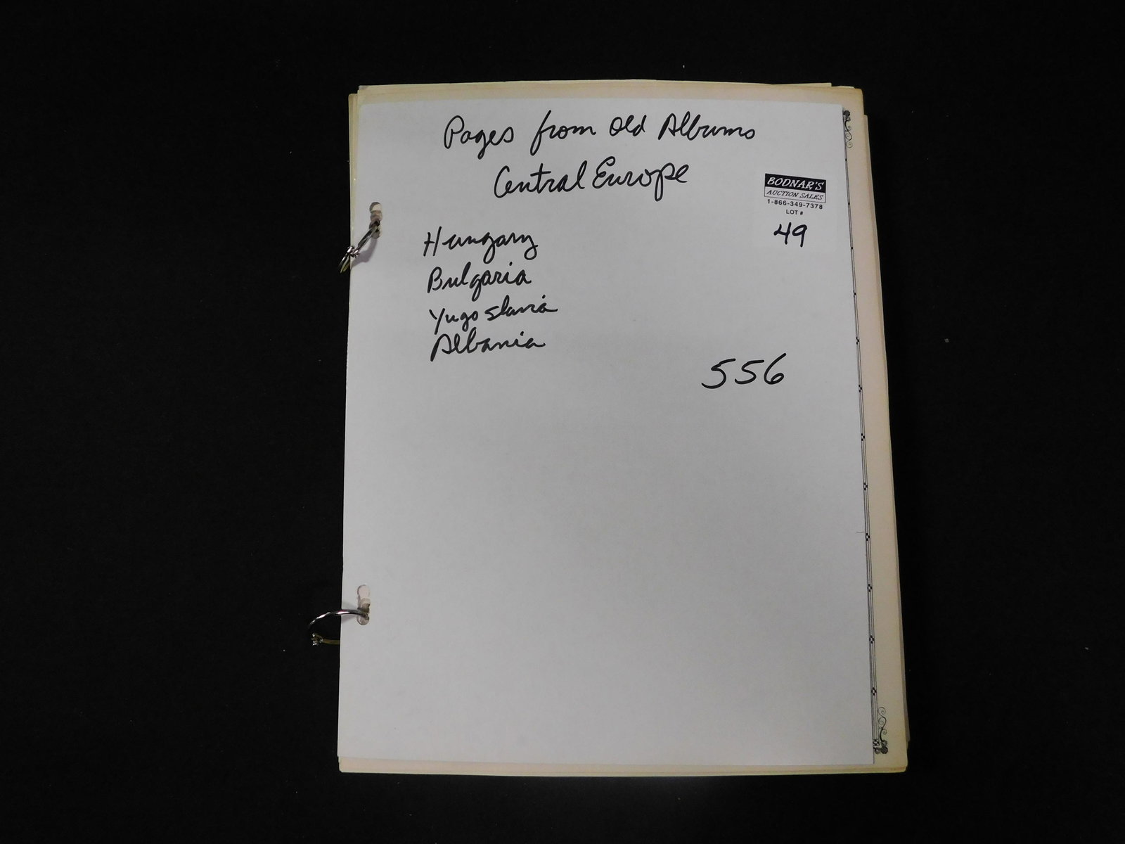 Stamp Pages from Albums - Central Europe: Group from old albums - Central Europe - Hungary, Bulgaria, Yugoslavia and Albania. This sale will be broadcast live on sale day with an auctioneer and caller calling full descriptions of each lot bei