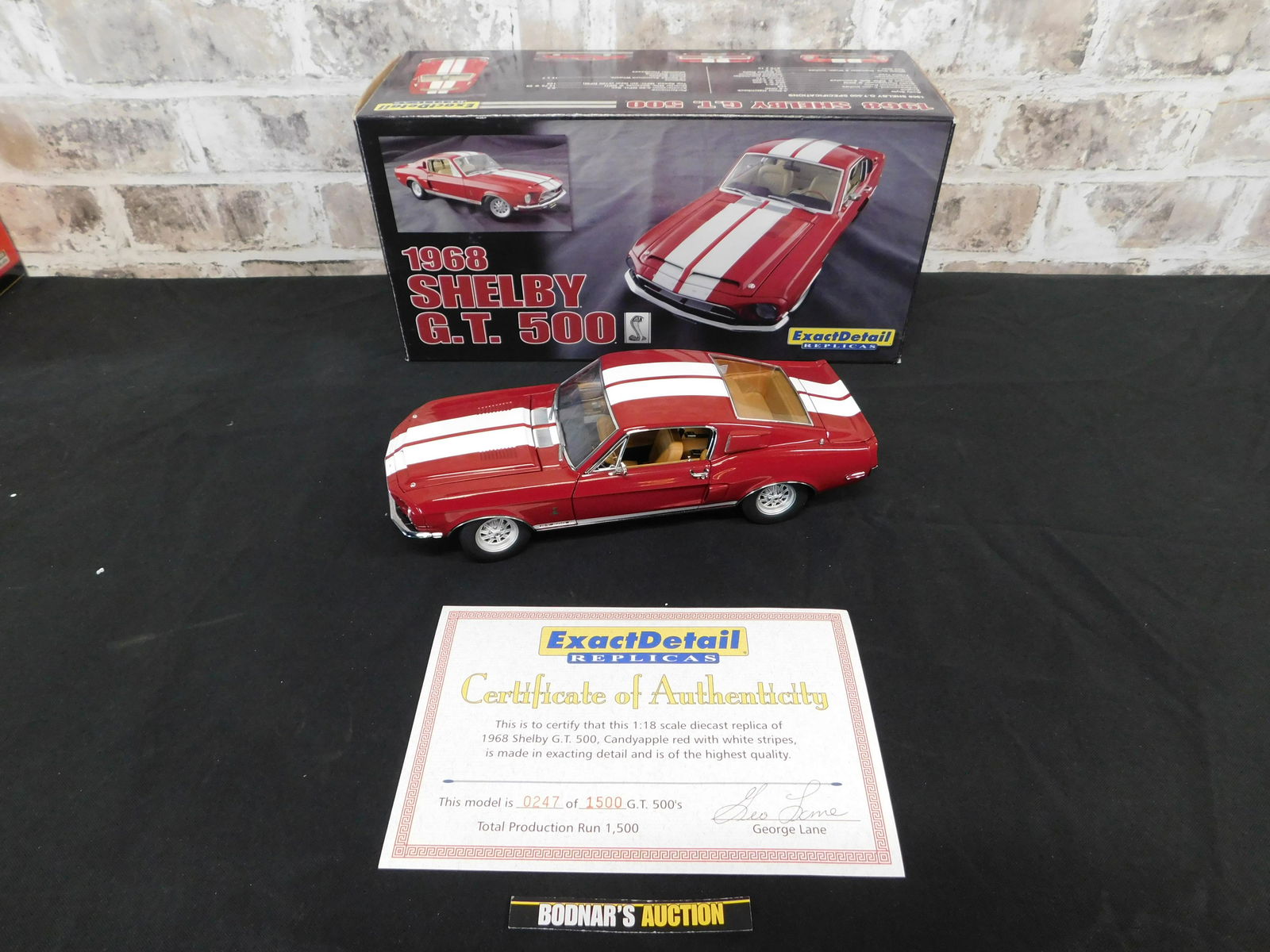Exact Detail Replicas 1968 Shelby G.T. 500: Exact Detail Replicas 1968 Shelby G.T. 500 1:18 Scale Die-Cast. You are bidding at a live sale, please read the terms and conditions. We are offering contact-less pick ups at our South Brunswick locat