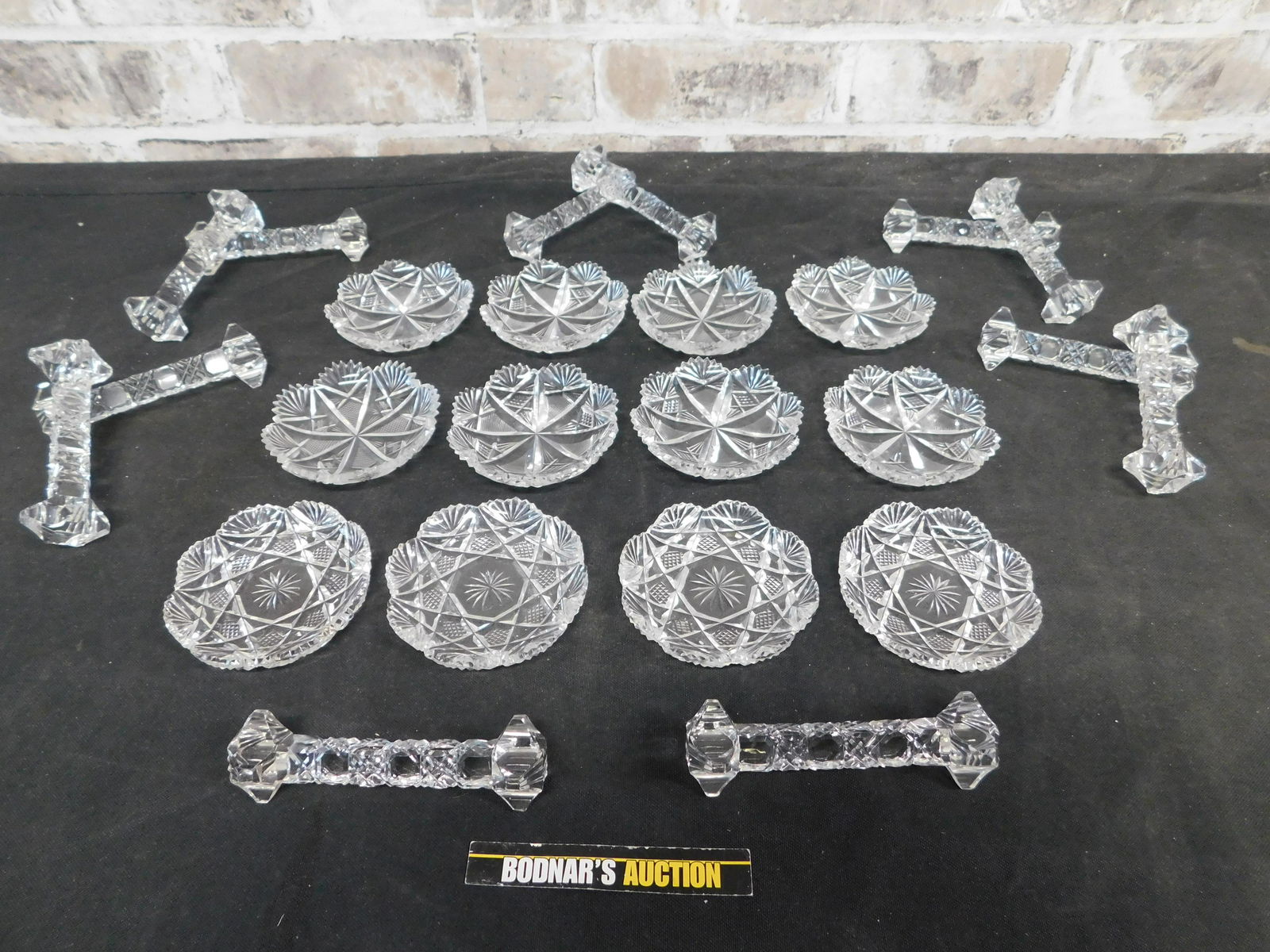 Large Lot of Cut Crystal Salts and Knife Rests (1 of 3)