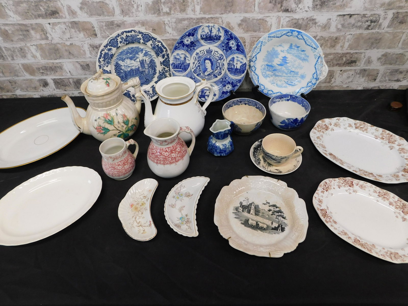 Lot of Ironstone and China: Lot of Ironstone and China including Blue & White Dishes. This sale will be broadcast live on sale day with an auctioneer and caller calling full descriptions of each lot being sold, as well as video