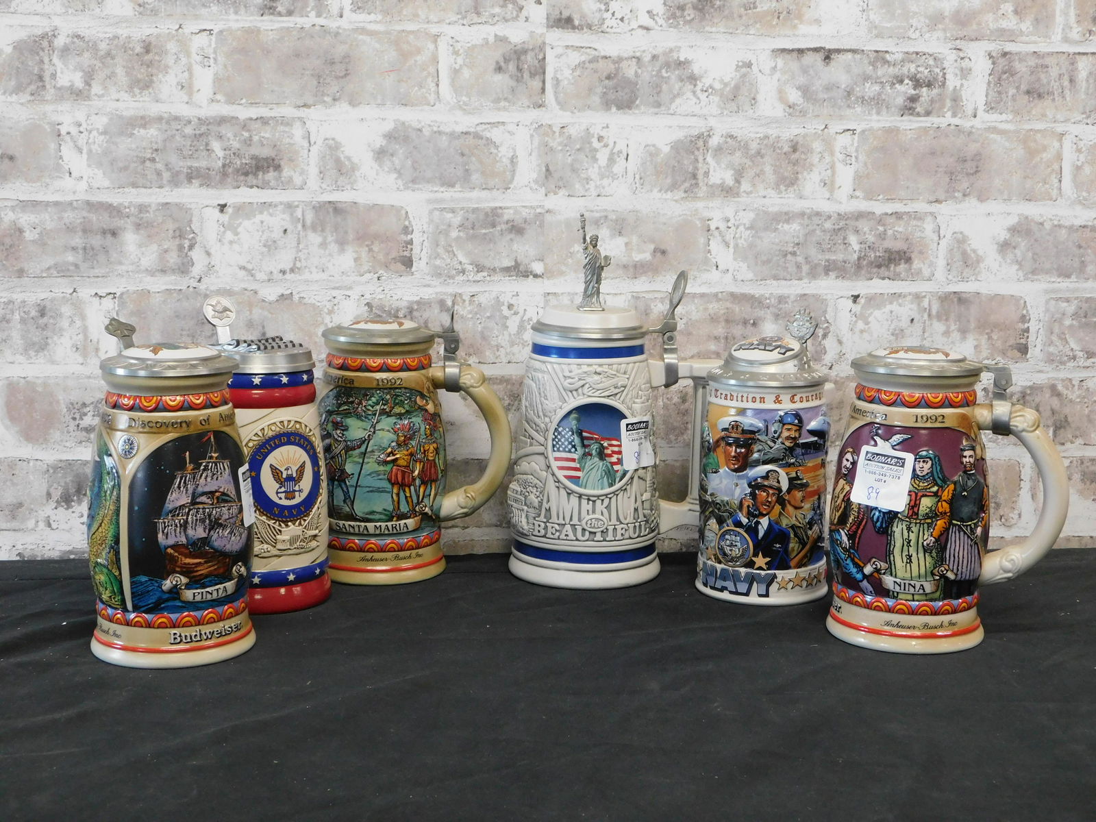 Group of 6 Steins including 5 Budweiser Steins (1 of 10)