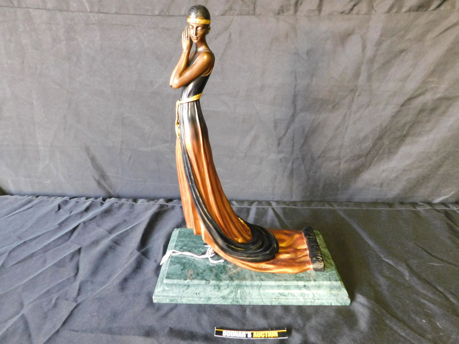 Art Deco Bronze Figurine of a Young Woman with Dress (1 of 6)