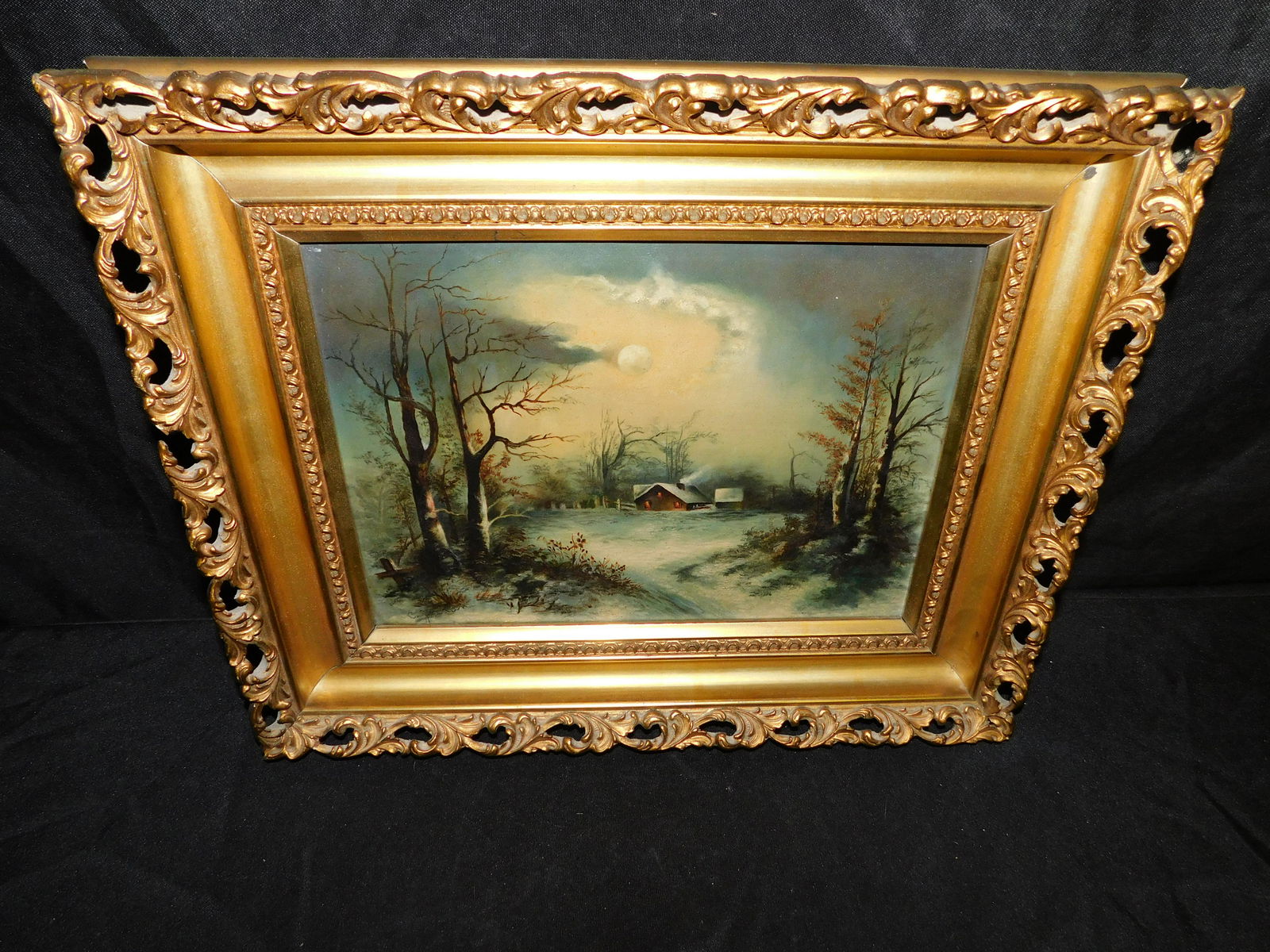 Oil on Canvas of Winter Cottage (1 of 4)