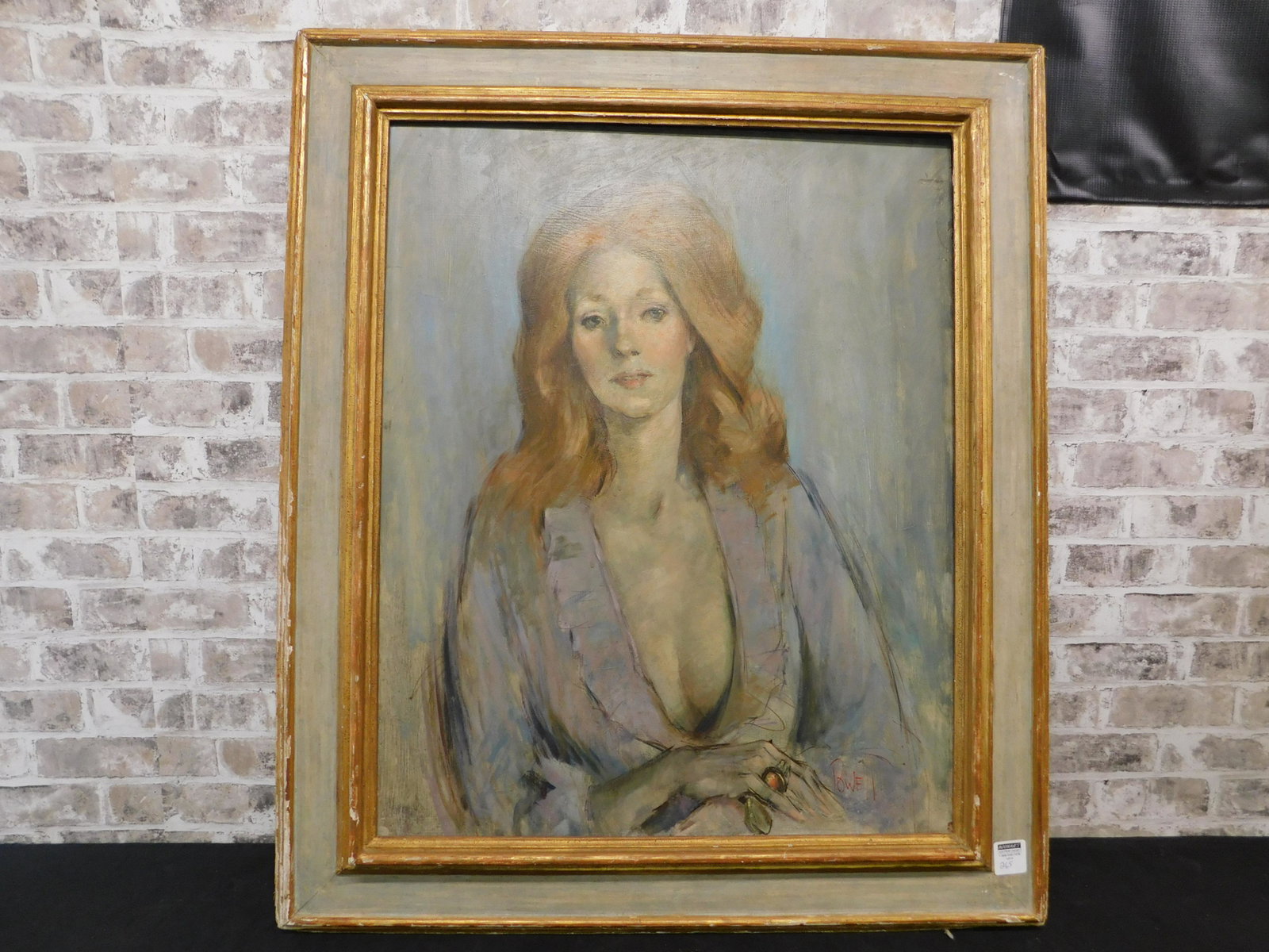 Oil on Board Portrait of Woman: Oil on Board Portrait of Woman. Signed Lower Right Powell. Measures 41" tall x 35" wide. You are bidding at a live sale, please read the terms and conditions. We are offering contact-less pick ups at 